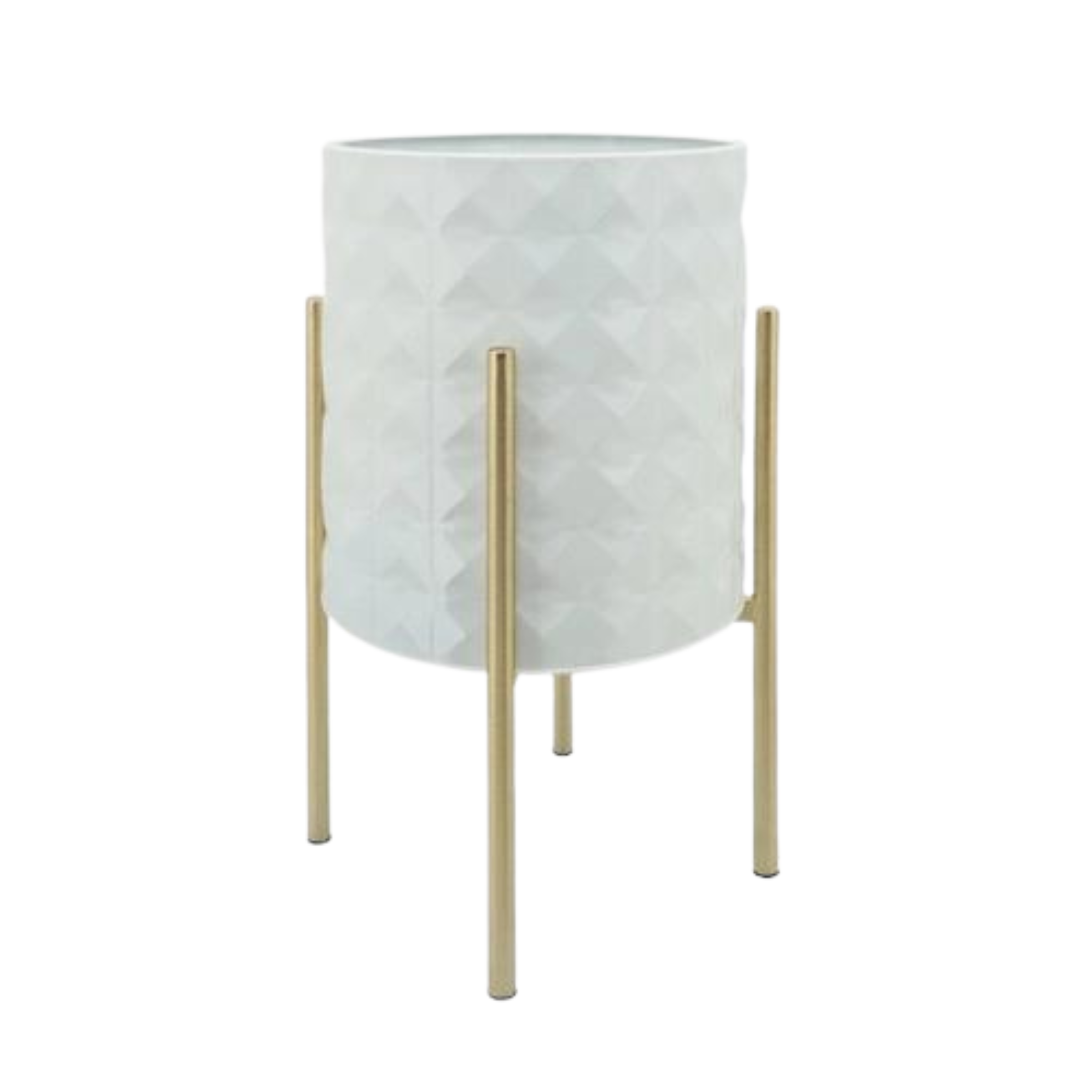 Set Of 2 Diamond Planters In Metal Stand - White 12629-26 - Planter Boxes - ebarza Furniture UAE | Shop Modern Furniture in Abu Dhabi & Dubai - مفروشات ايبازرا في الامارات | تسوق اثاث عصري وديكورات مميزة في دبي وابوظبي
