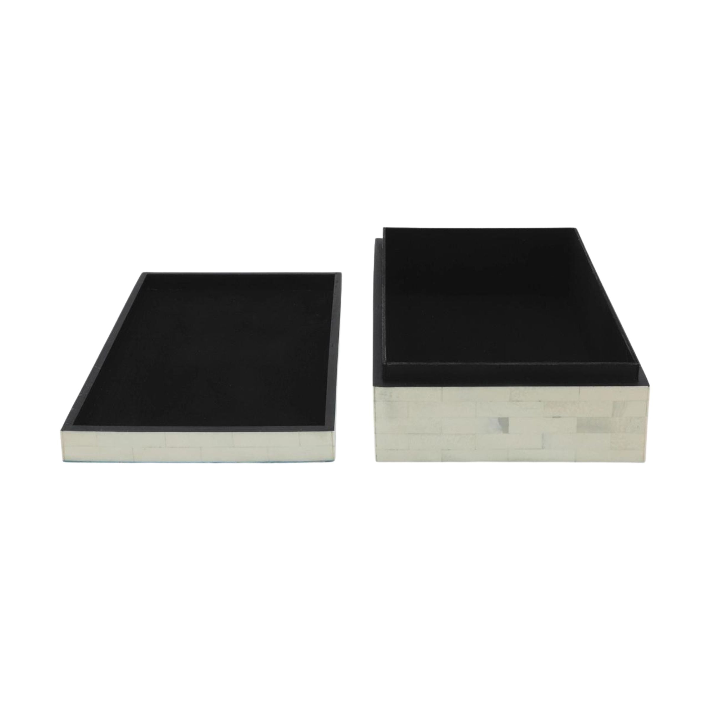 Set Of 2 Herringbone Resin Boxes - Blue 16142 - Decorative Boxes - ebarza Furniture UAE | Shop Modern Furniture in Abu Dhabi & Dubai - مفروشات ايبازرا في الامارات | تسوق اثاث عصري وديكورات مميزة في دبي وابوظبي