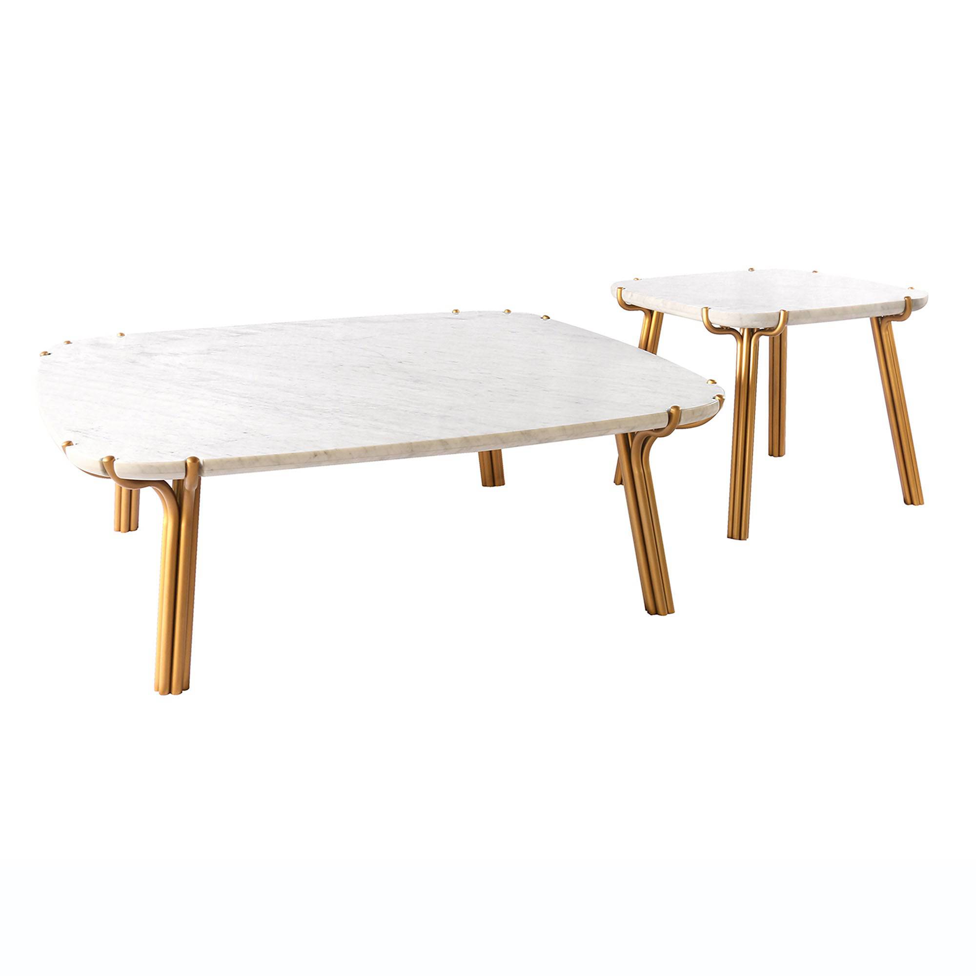 Set Of 2 Paradise Natural Marble Side Table Dt1200+Dt600 -  Side Tables - ebarza Furniture UAE | Shop Modern Furniture in Abu Dhabi & Dubai - مفروشات ايبازرا في الامارات | تسوق اثاث عصري وديكورات مميزة في دبي وابوظبي