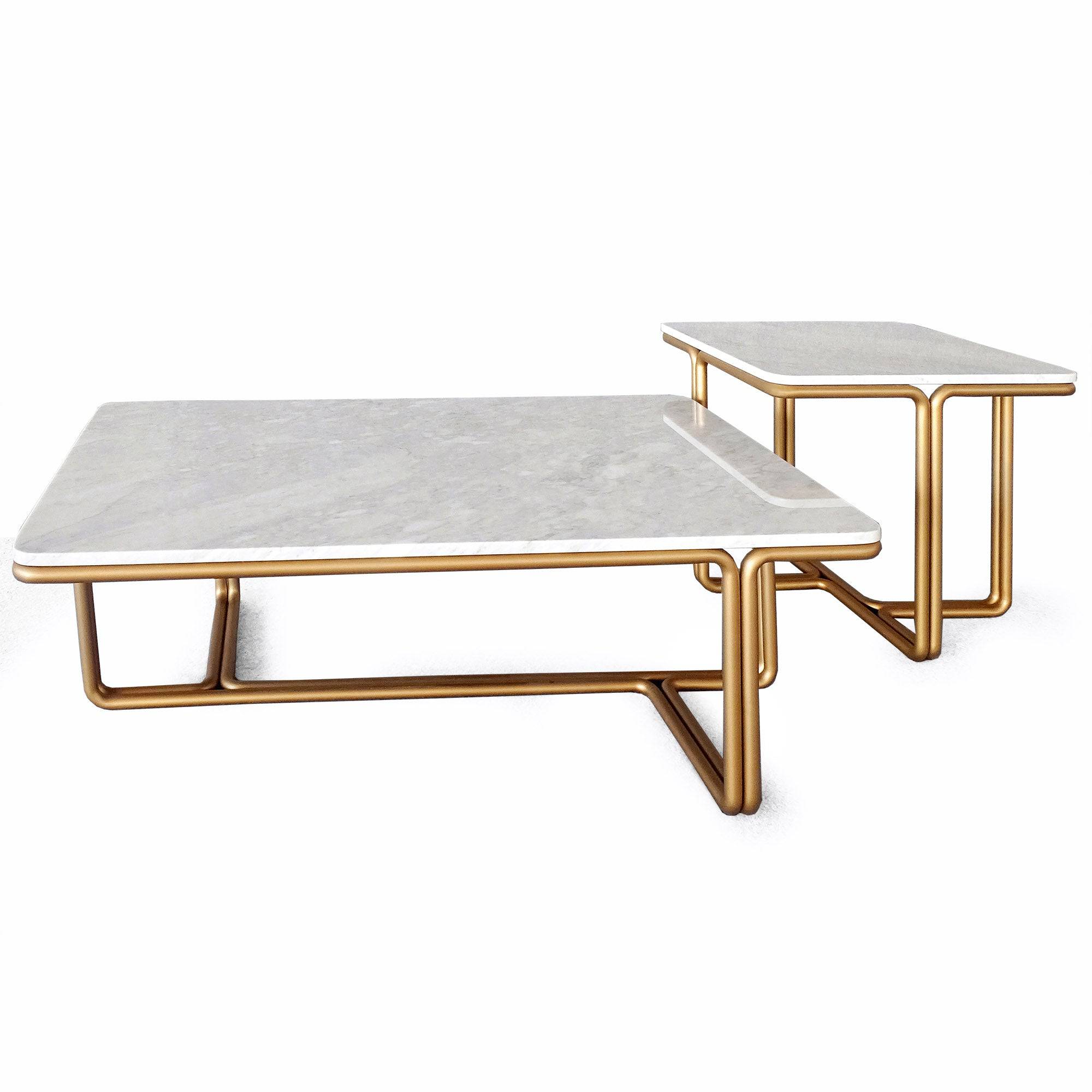 Set Of 2 Riva Natural Marble Center And Side Table 228Ct+228St - Side Tables - ebarza Furniture UAE | Shop Modern Furniture in Abu Dhabi & Dubai - مفروشات ايبازرا في الامارات | تسوق اثاث عصري وديكورات مميزة في دبي وابوظبي
