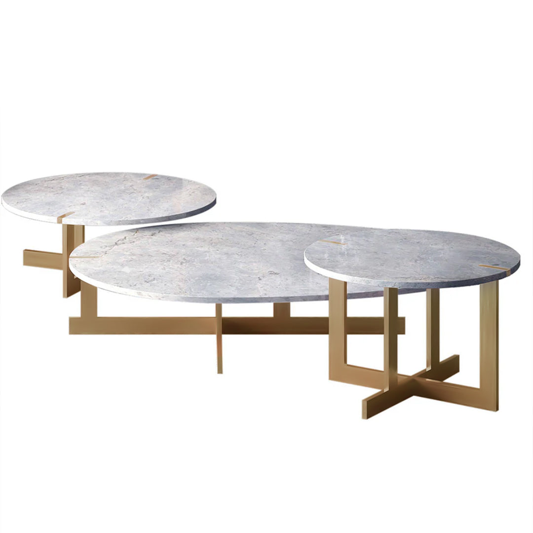 Set Of 3 Kirona Natural Marble Tables 338Ct+St+Et - Side Tables - ebarza Furniture UAE | Shop Modern Furniture in Abu Dhabi & Dubai - مفروشات ايبازرا في الامارات | تسوق اثاث عصري وديكورات مميزة في دبي وابوظبي