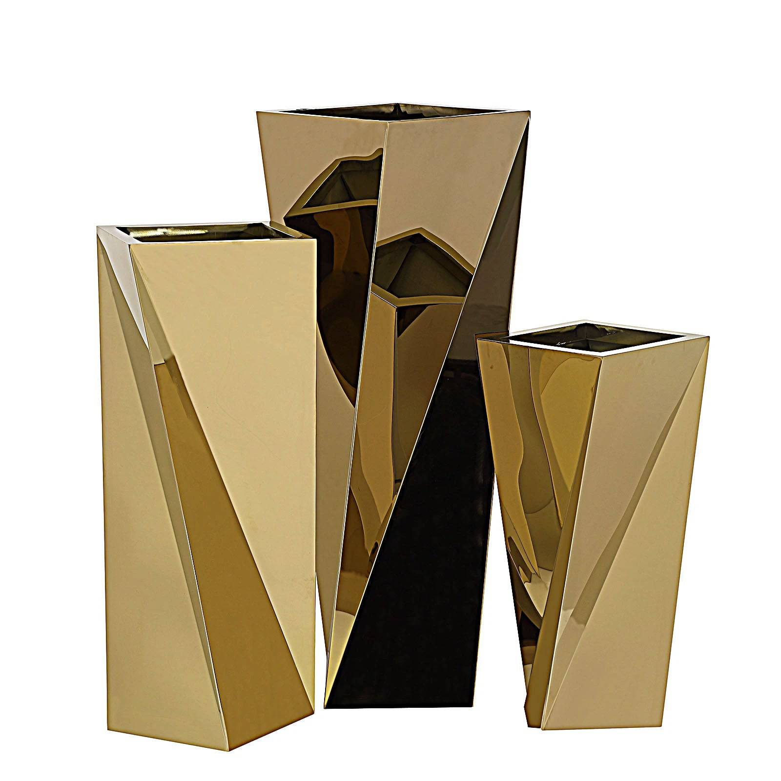 Set Of 3 Large Stainless Steel Planter Box Jks090-91-92 Tg-P02-G - Planter Boxes - ebarza Furniture UAE | Shop Modern Furniture in Abu Dhabi & Dubai - مفروشات ايبازرا في الامارات | تسوق اثاث عصري وديكورات مميزة في دبي وابوظبي