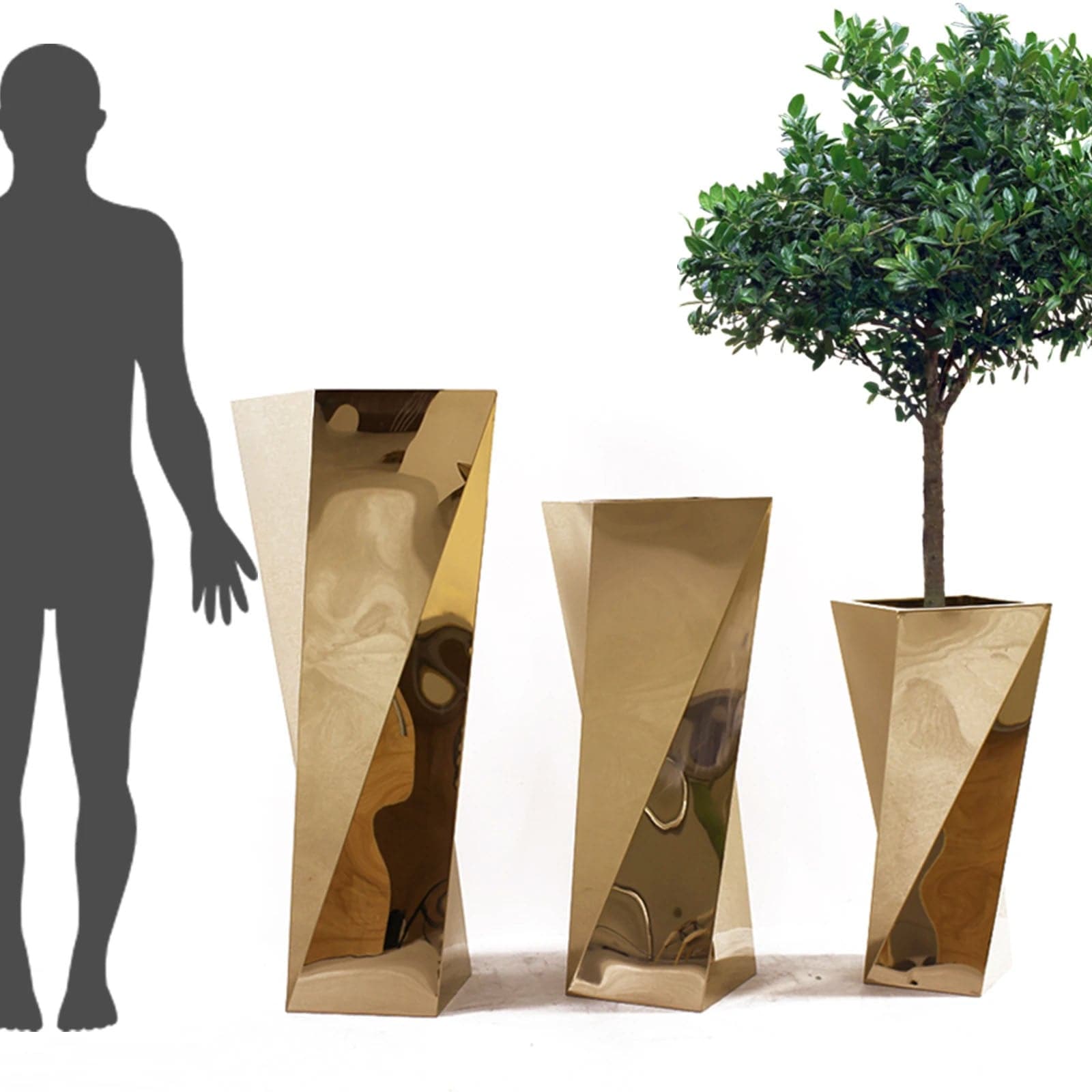 Set Of 3 Large Stainless Steel Planter Box Jks090-91-92 Tg-P02-G - Planter Boxes - ebarza Furniture UAE | Shop Modern Furniture in Abu Dhabi & Dubai - مفروشات ايبازرا في الامارات | تسوق اثاث عصري وديكورات مميزة في دبي وابوظبي