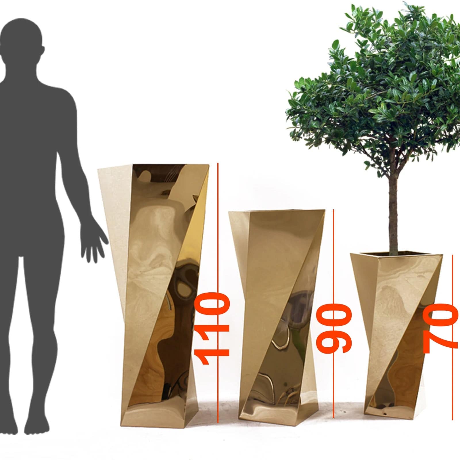 Set Of 3 Large Stainless Steel Planter Box Jks090-91-92 Tg-P02-G - Planter Boxes - ebarza Furniture UAE | Shop Modern Furniture in Abu Dhabi & Dubai - مفروشات ايبازرا في الامارات | تسوق اثاث عصري وديكورات مميزة في دبي وابوظبي