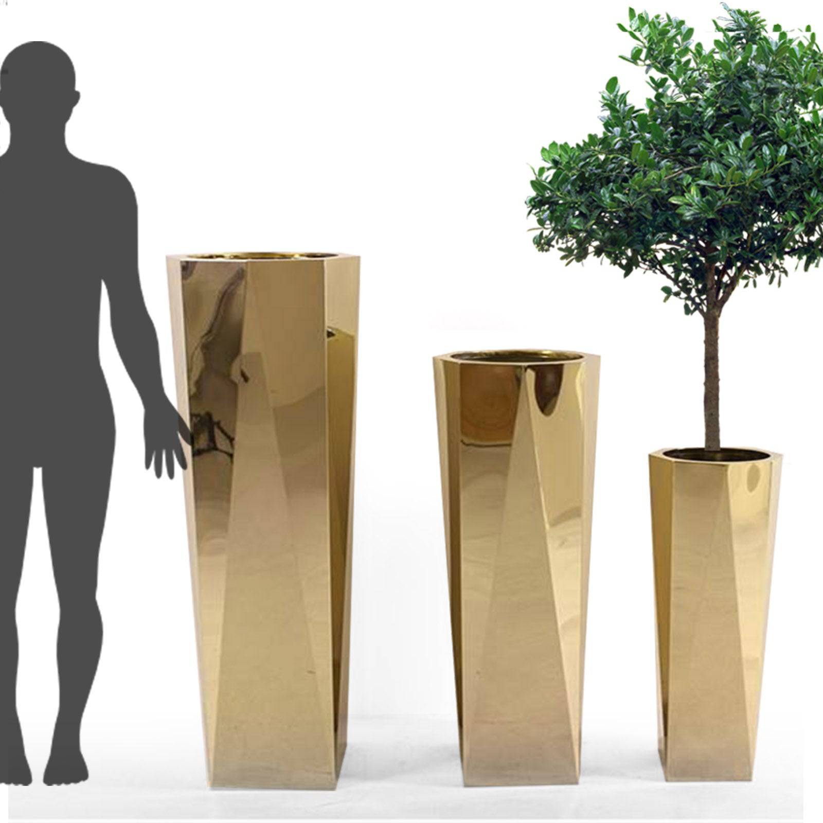 Display Item - Set Of 3 Large Stainless Steel Planter Box Jks094-95-96 Tg-P01-G-Nakheel - DISPLAY ITEM - ebarza Furniture UAE | Shop Modern Furniture in Abu Dhabi & Dubai - مفروشات ايبازرا في الامارات | تسوق اثاث عصري وديكورات مميزة في دبي وابوظبي