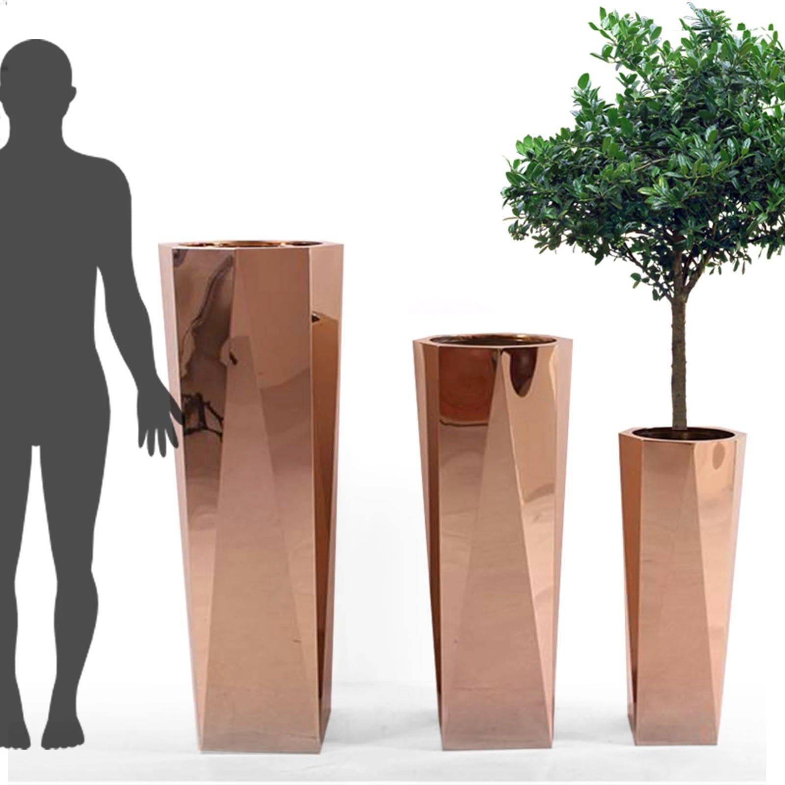 Set Of 3 Large Stainless Steel Planter Box Jks094-95-96 Tg-P01-Rg - Planter Boxes - ebarza Furniture UAE | Shop Modern Furniture in Abu Dhabi & Dubai - مفروشات ايبازرا في الامارات | تسوق اثاث عصري وديكورات مميزة في دبي وابوظبي