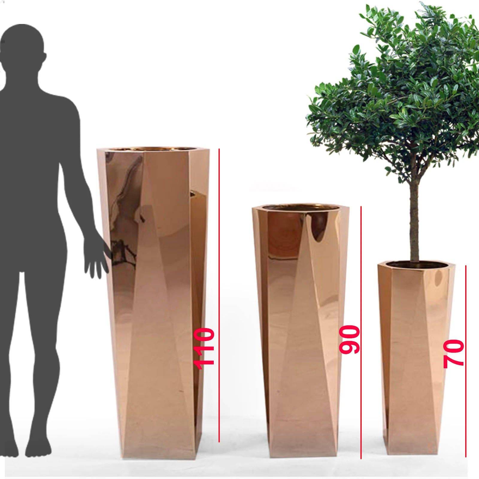 Set Of 3 Large Stainless Steel Planter Box Jks094-95-96 Tg-P01-Rg - Planter Boxes - ebarza Furniture UAE | Shop Modern Furniture in Abu Dhabi & Dubai - مفروشات ايبازرا في الامارات | تسوق اثاث عصري وديكورات مميزة في دبي وابوظبي