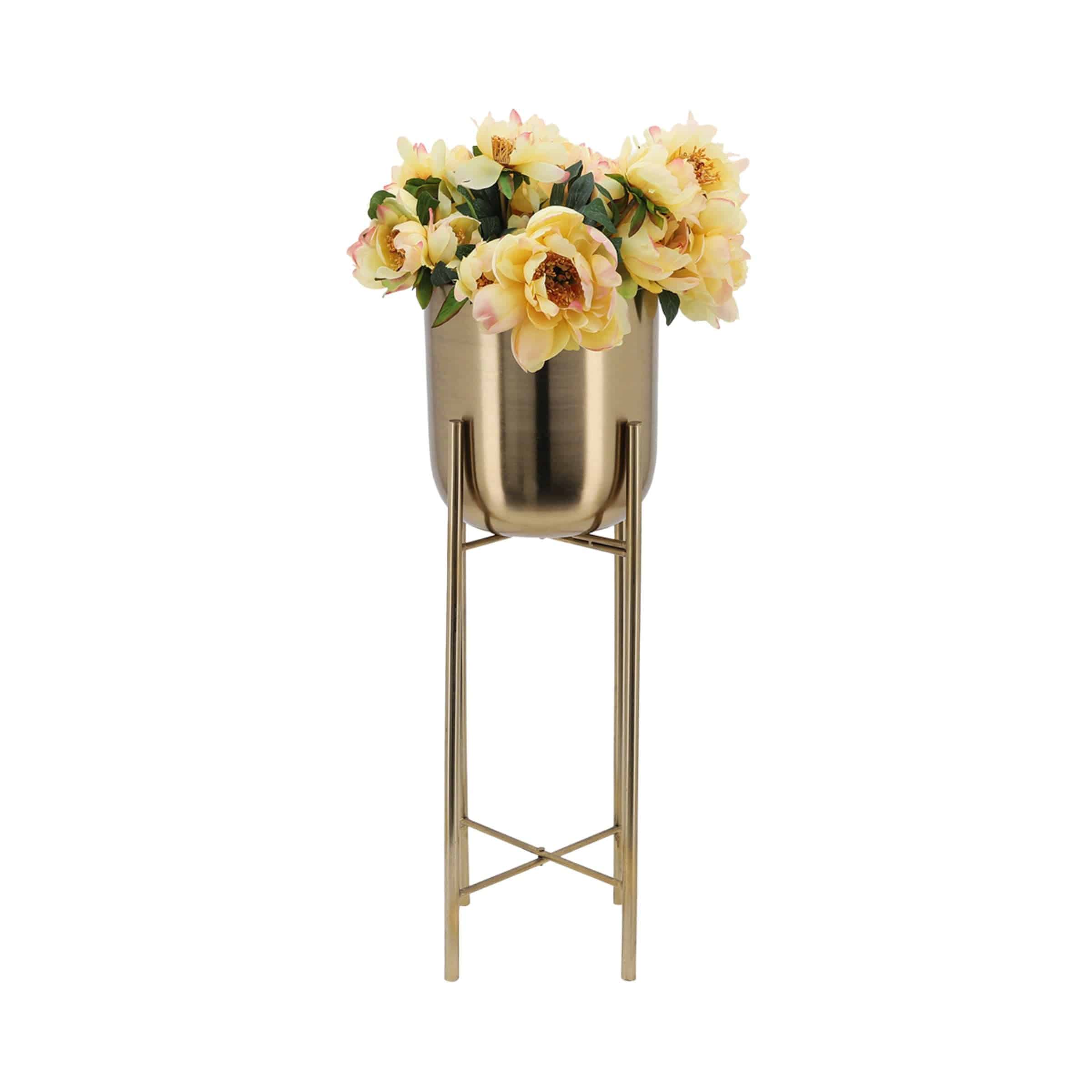 Set Of 3 Metal Planters On Stand - 40,30,20 Cm - Gold 14630 - Planter Boxes - ebarza Furniture UAE | Shop Modern Furniture in Abu Dhabi & Dubai - مفروشات ايبازرا في الامارات | تسوق اثاث عصري وديكورات مميزة في دبي وابوظبي