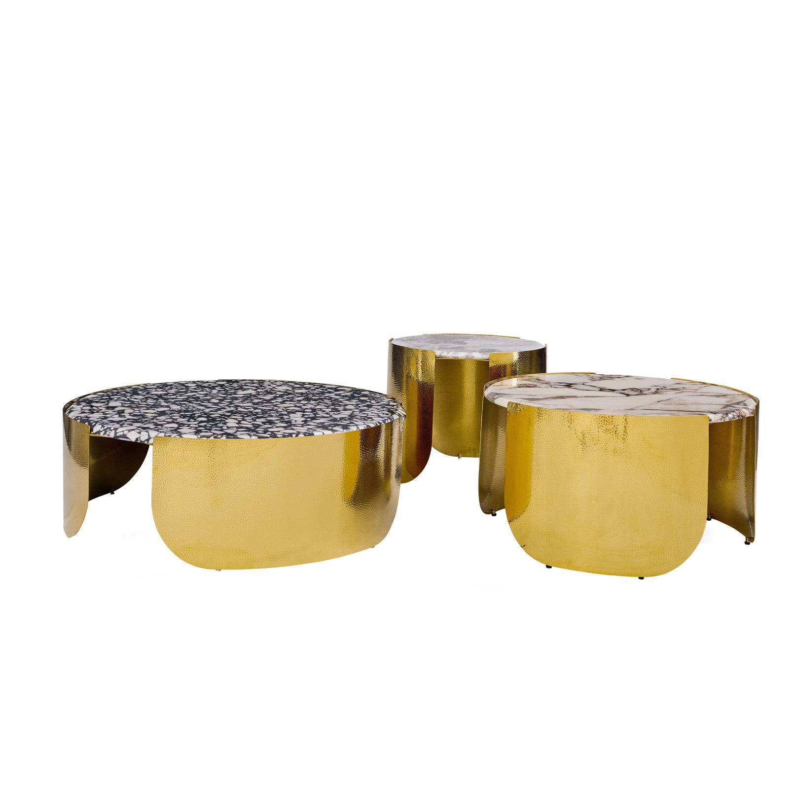 Set Of 3 Natural Marble Center Table Tg-625 -  Coffee Tables - ebarza Furniture UAE | Shop Modern Furniture in Abu Dhabi & Dubai - مفروشات ايبازرا في الامارات | تسوق اثاث عصري وديكورات مميزة في دبي وابوظبي