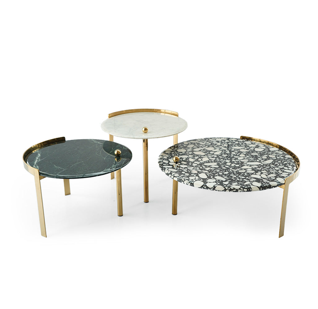 Set Of 3 Natural Marble Center Table Tg-631 - Coffee Tables - ebarza Furniture UAE | Shop Modern Furniture in Abu Dhabi & Dubai - مفروشات ايبازرا في الامارات | تسوق اثاث عصري وديكورات مميزة في دبي وابوظبي
