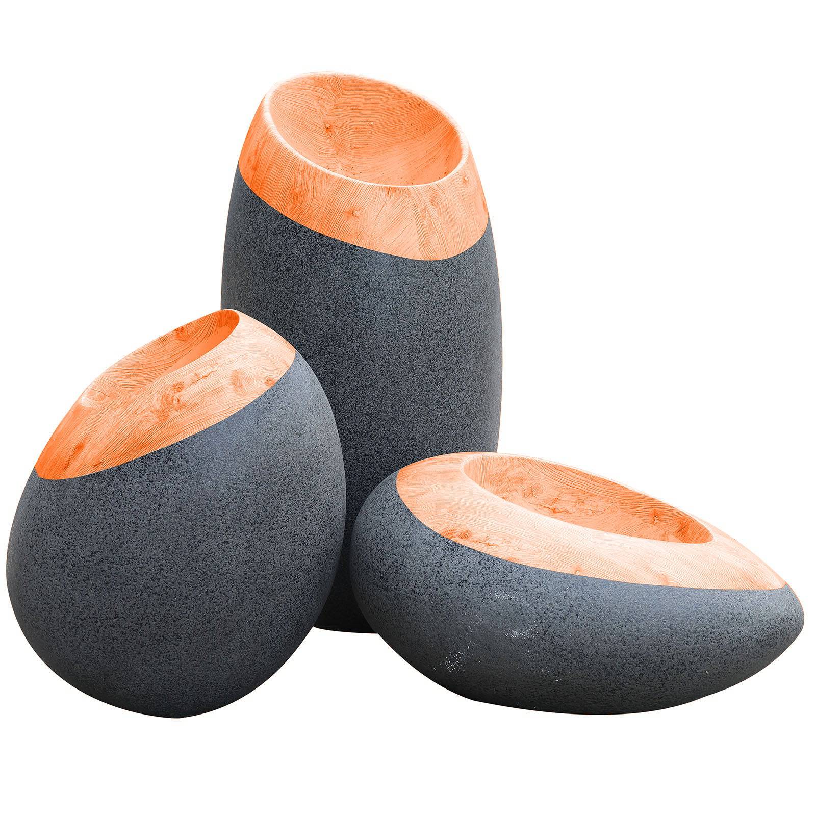 Set Of 3 Outdoor/Indoor Fiberglass Concrete Planter Box Xk-5010A+B+C - Planter Boxes - ebarza Furniture UAE | Shop Modern Furniture in Abu Dhabi & Dubai - مفروشات ايبازرا في الامارات | تسوق اثاث عصري وديكورات مميزة في دبي وابوظبي