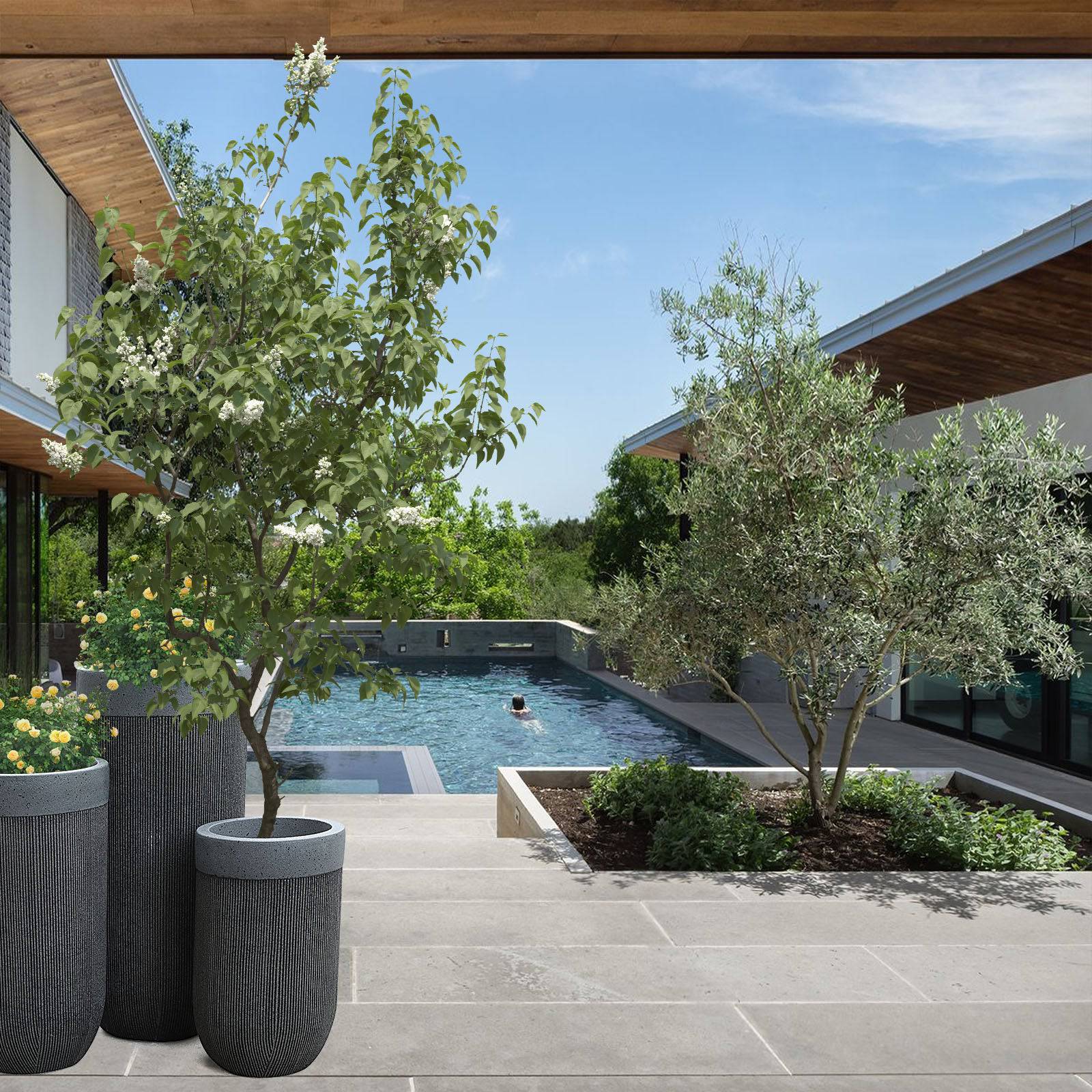 Set Of 3 Outdoor/Indoor Fiberglass Concrete Planter Box Xk-5014A+B+C - Planter Boxes - ebarza Furniture UAE | Shop Modern Furniture in Abu Dhabi & Dubai - مفروشات ايبازرا في الامارات | تسوق اثاث عصري وديكورات مميزة في دبي وابوظبي