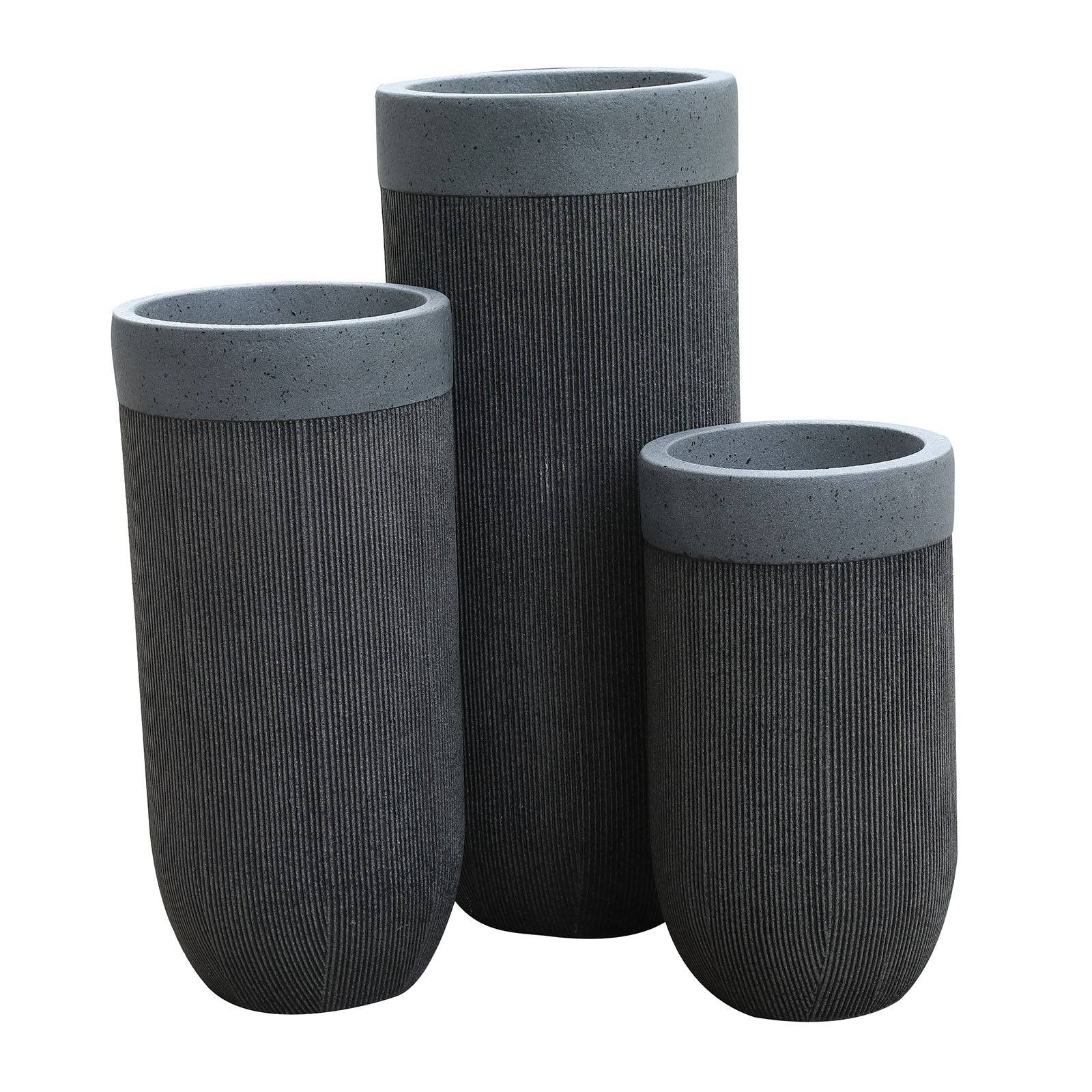 Set Of 3 Outdoor/Indoor Fiberglass Concrete Planter Box Xk-5014A+B+C - Planter Boxes - ebarza Furniture UAE | Shop Modern Furniture in Abu Dhabi & Dubai - مفروشات ايبازرا في الامارات | تسوق اثاث عصري وديكورات مميزة في دبي وابوظبي