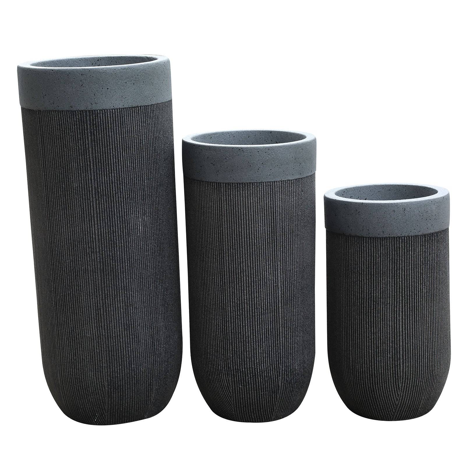 Set Of 3 Outdoor/Indoor Fiberglass Concrete Planter Box Xk-5014A+B+C - Planter Boxes - ebarza Furniture UAE | Shop Modern Furniture in Abu Dhabi & Dubai - مفروشات ايبازرا في الامارات | تسوق اثاث عصري وديكورات مميزة في دبي وابوظبي