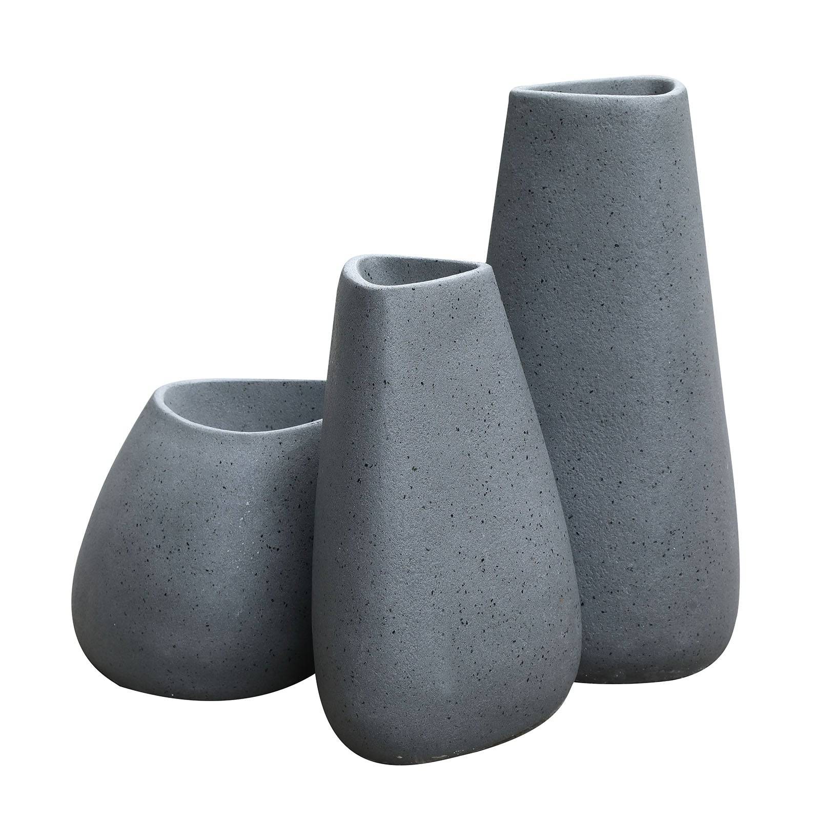 Set Of 3 Outdoor/Indoor Fiberglass Concrete Planter Box Xk-8177A+B+C - Planter Boxes - ebarza Furniture UAE | Shop Modern Furniture in Abu Dhabi & Dubai - مفروشات ايبازرا في الامارات | تسوق اثاث عصري وديكورات مميزة في دبي وابوظبي