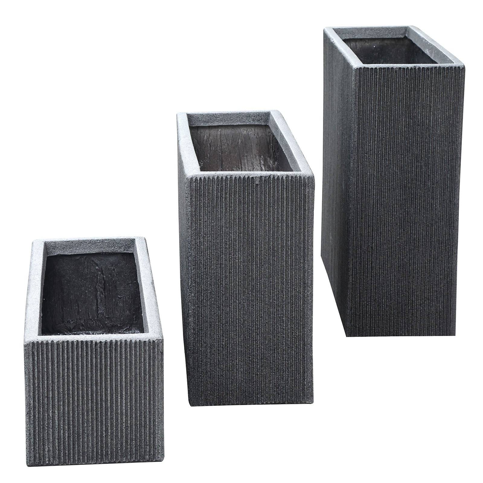 Set Of 3 Outdoor/Indoor Fiberglass Concrete Planter Box Xk-8302D+E+F - Planter Boxes - ebarza Furniture UAE | Shop Modern Furniture in Abu Dhabi & Dubai - مفروشات ايبازرا في الامارات | تسوق اثاث عصري وديكورات مميزة في دبي وابوظبي