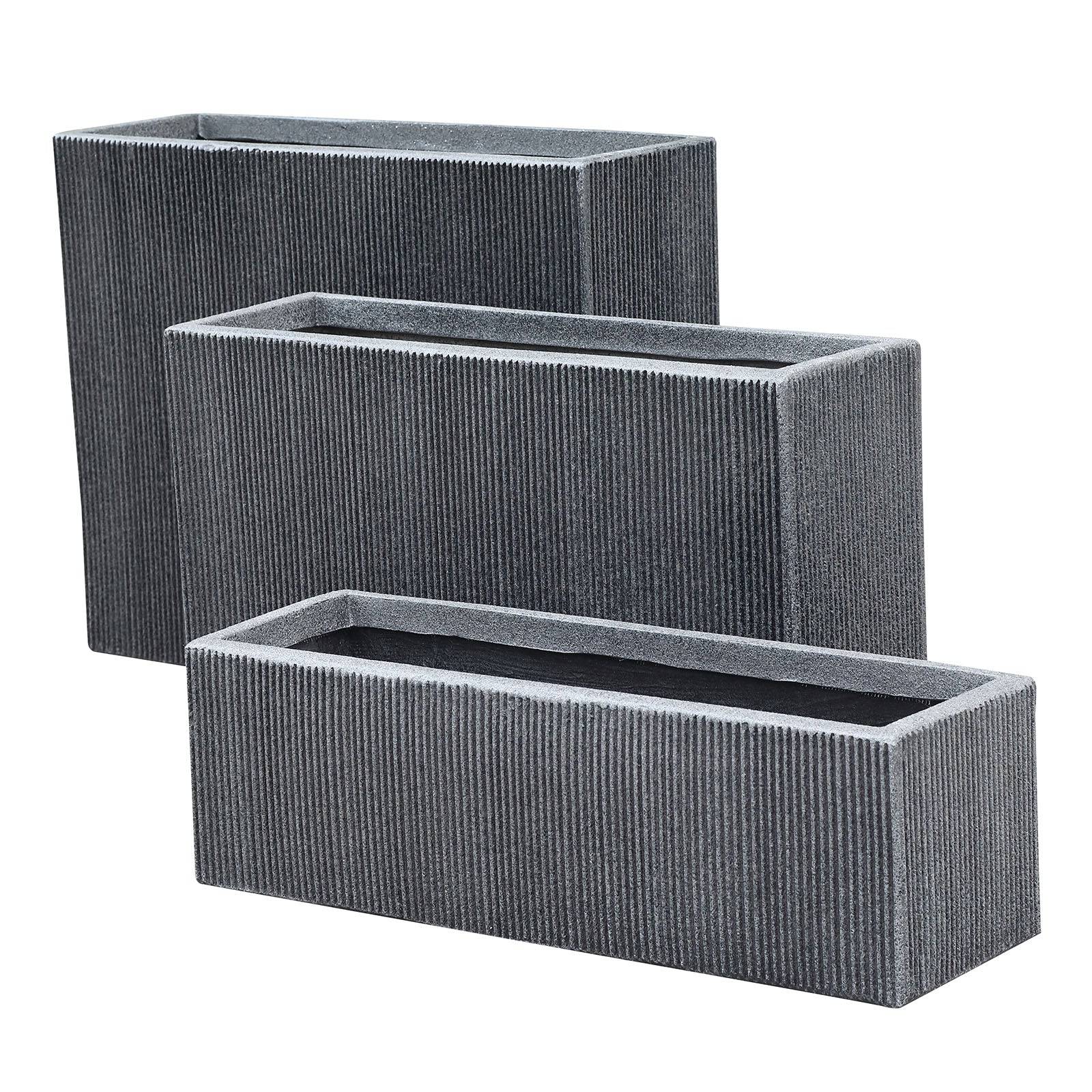 Set Of 3 Outdoor/Indoor Fiberglass Concrete Planter Box Xk-8302D+E+F - Planter Boxes - ebarza Furniture UAE | Shop Modern Furniture in Abu Dhabi & Dubai - مفروشات ايبازرا في الامارات | تسوق اثاث عصري وديكورات مميزة في دبي وابوظبي