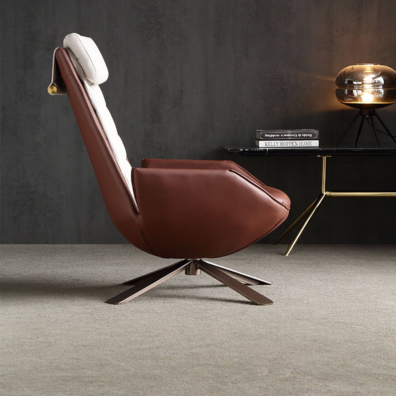 Severo Lounge Chair LC045 Brown - Lounge Chairs - ebarza Furniture UAE | Shop Modern Furniture in Abu Dhabi & Dubai - مفروشات ايبازرا في الامارات | تسوق اثاث عصري وديكورات مميزة في دبي وابوظبي