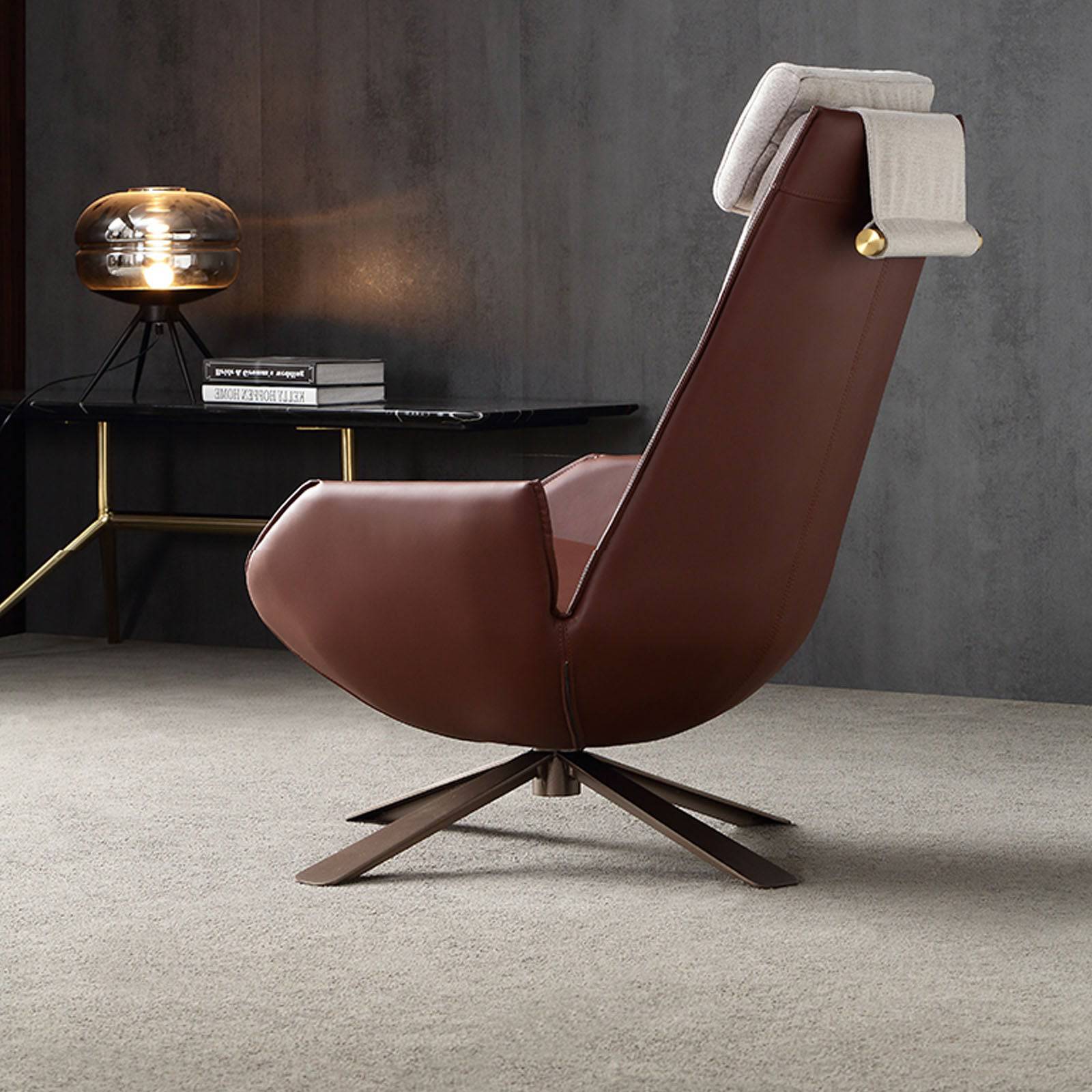 Severo Lounge Chair LC045 Brown - Lounge Chairs - ebarza Furniture UAE | Shop Modern Furniture in Abu Dhabi & Dubai - مفروشات ايبازرا في الامارات | تسوق اثاث عصري وديكورات مميزة في دبي وابوظبي