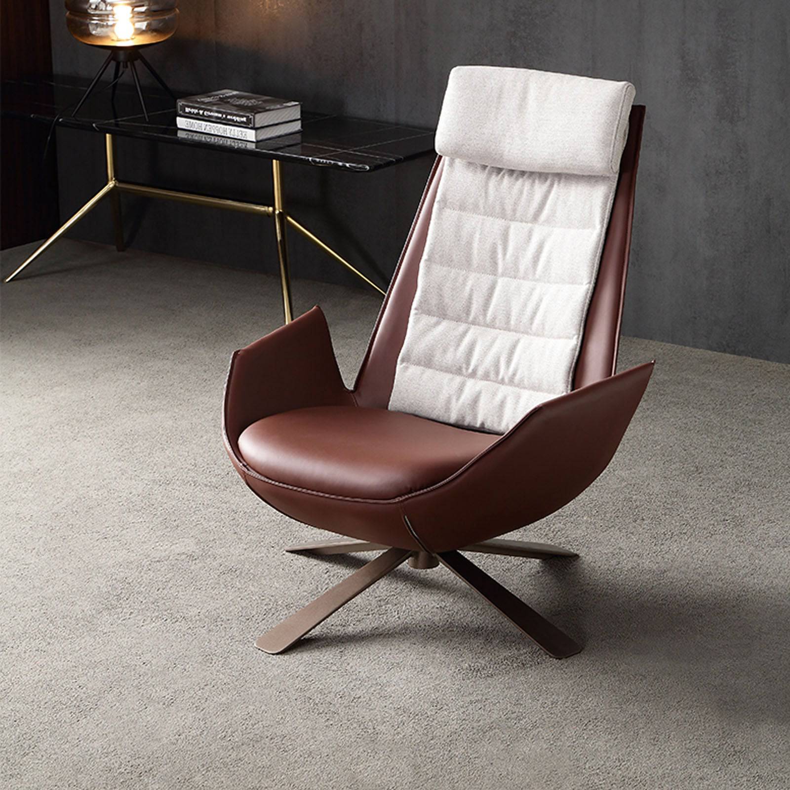 Severo Lounge Chair LC045 Brown - Lounge Chairs - ebarza Furniture UAE | Shop Modern Furniture in Abu Dhabi & Dubai - مفروشات ايبازرا في الامارات | تسوق اثاث عصري وديكورات مميزة في دبي وابوظبي