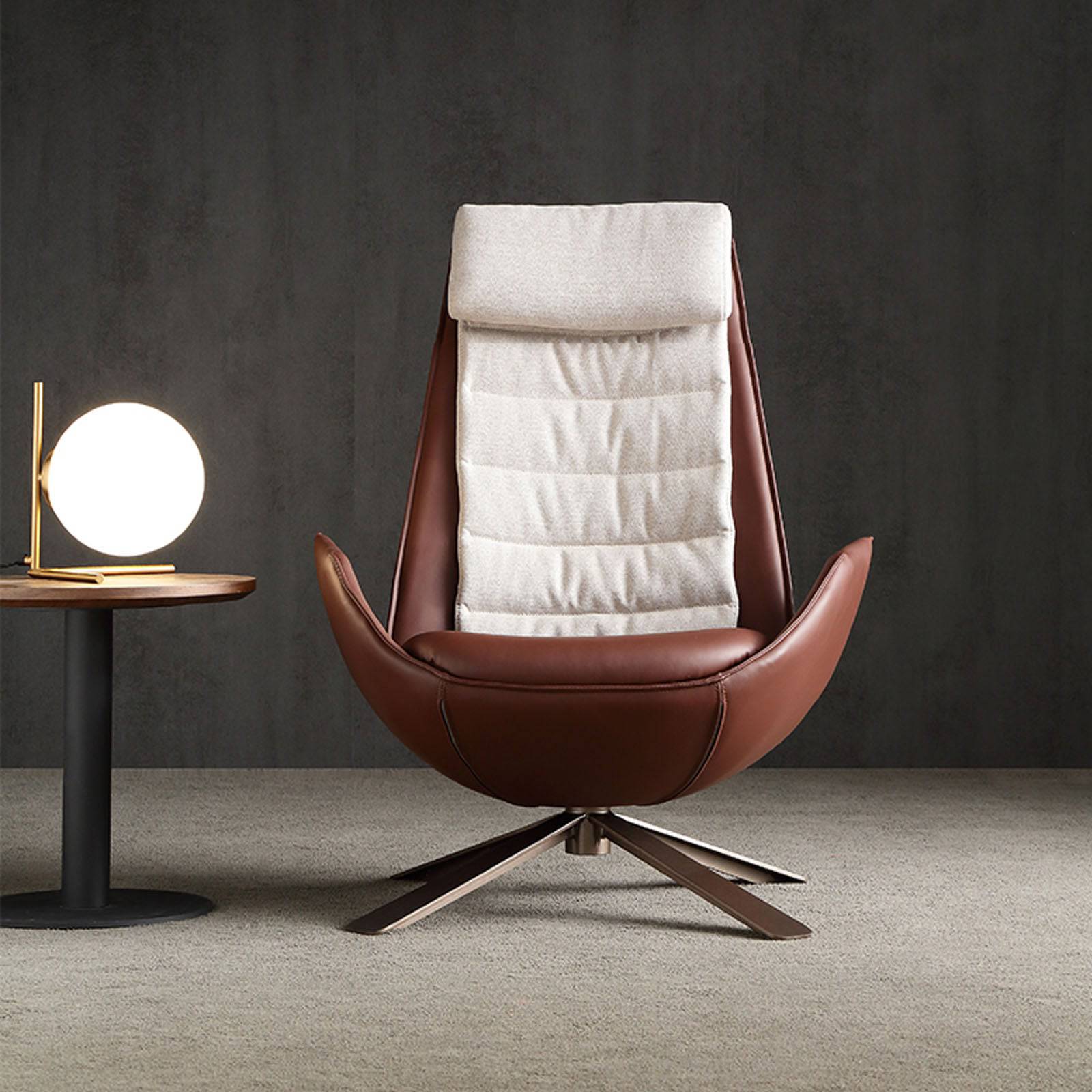 Severo Lounge Chair LC045 Brown - Lounge Chairs - ebarza Furniture UAE | Shop Modern Furniture in Abu Dhabi & Dubai - مفروشات ايبازرا في الامارات | تسوق اثاث عصري وديكورات مميزة في دبي وابوظبي