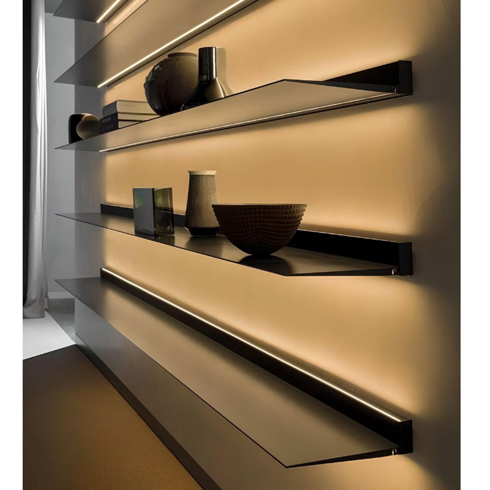 LED Aluminum Panel Light CH4-LT048-80cm-Brush Bronze Gold-With Plug-4000k - Wall Lamps - ebarza Furniture UAE | Shop Modern Furniture in Abu Dhabi & Dubai - مفروشات ايبازرا في الامارات | تسوق اثاث عصري وديكورات مميزة في دبي وابوظبي