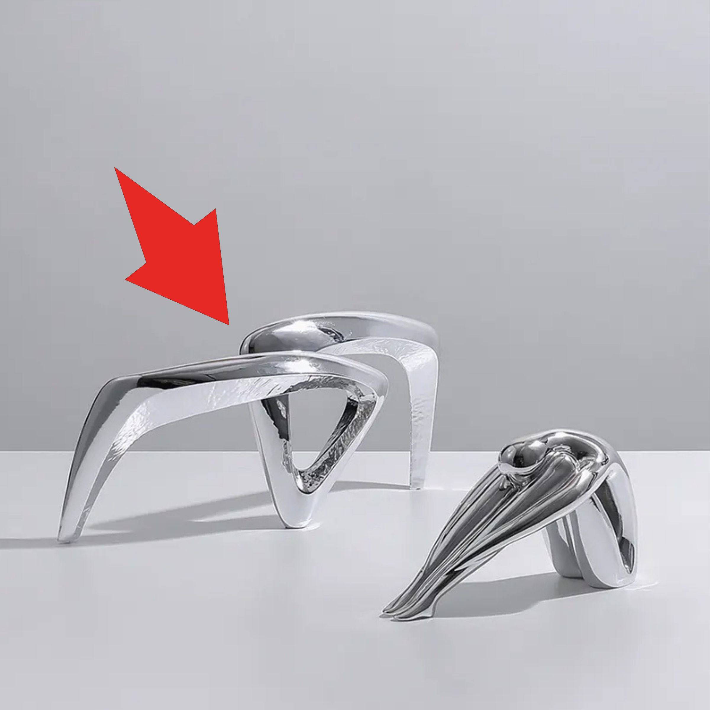 Silver Resin Abstract Sculpture Fc-Sz22031 - Home Decor Figurines - ebarza Furniture UAE | Shop Modern Furniture in Abu Dhabi & Dubai - مفروشات ايبازرا في الامارات | تسوق اثاث عصري وديكورات مميزة في دبي وابوظبي