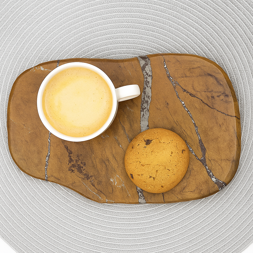 Simple Stone Plate Coffee Tray FB-T25022 - Trays - ebarza Furniture UAE | Shop Modern Furniture in Abu Dhabi & Dubai - مفروشات ايبازرا في الامارات | تسوق اثاث عصري وديكورات مميزة في دبي وابوظبي