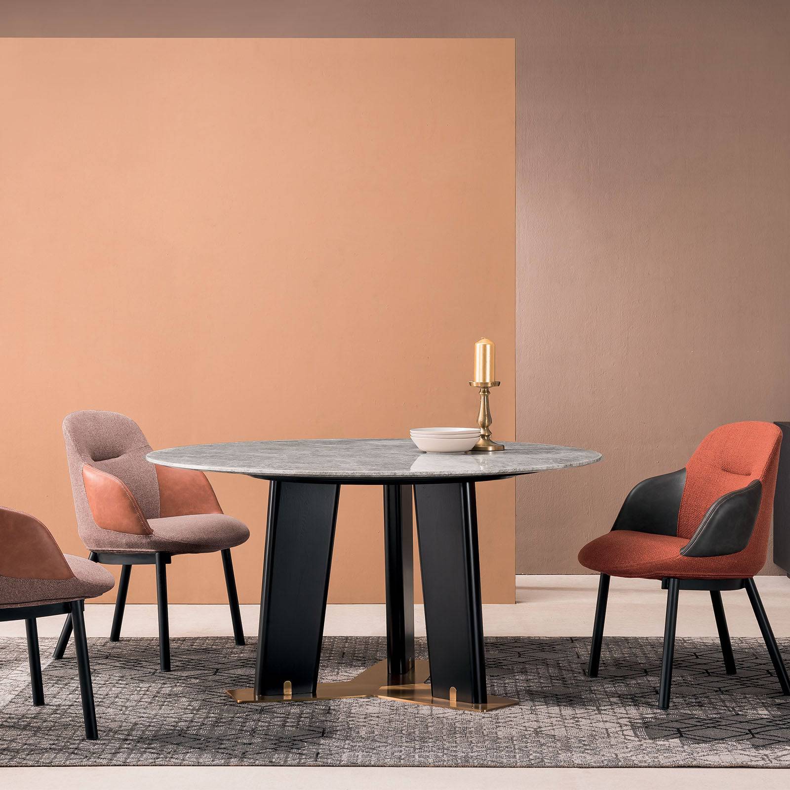 Skive Natural Marble Dining Table Dt006 -  Dining Tables - ebarza Furniture UAE | Shop Modern Furniture in Abu Dhabi & Dubai - مفروشات ايبازرا في الامارات | تسوق اثاث عصري وديكورات مميزة في دبي وابوظبي