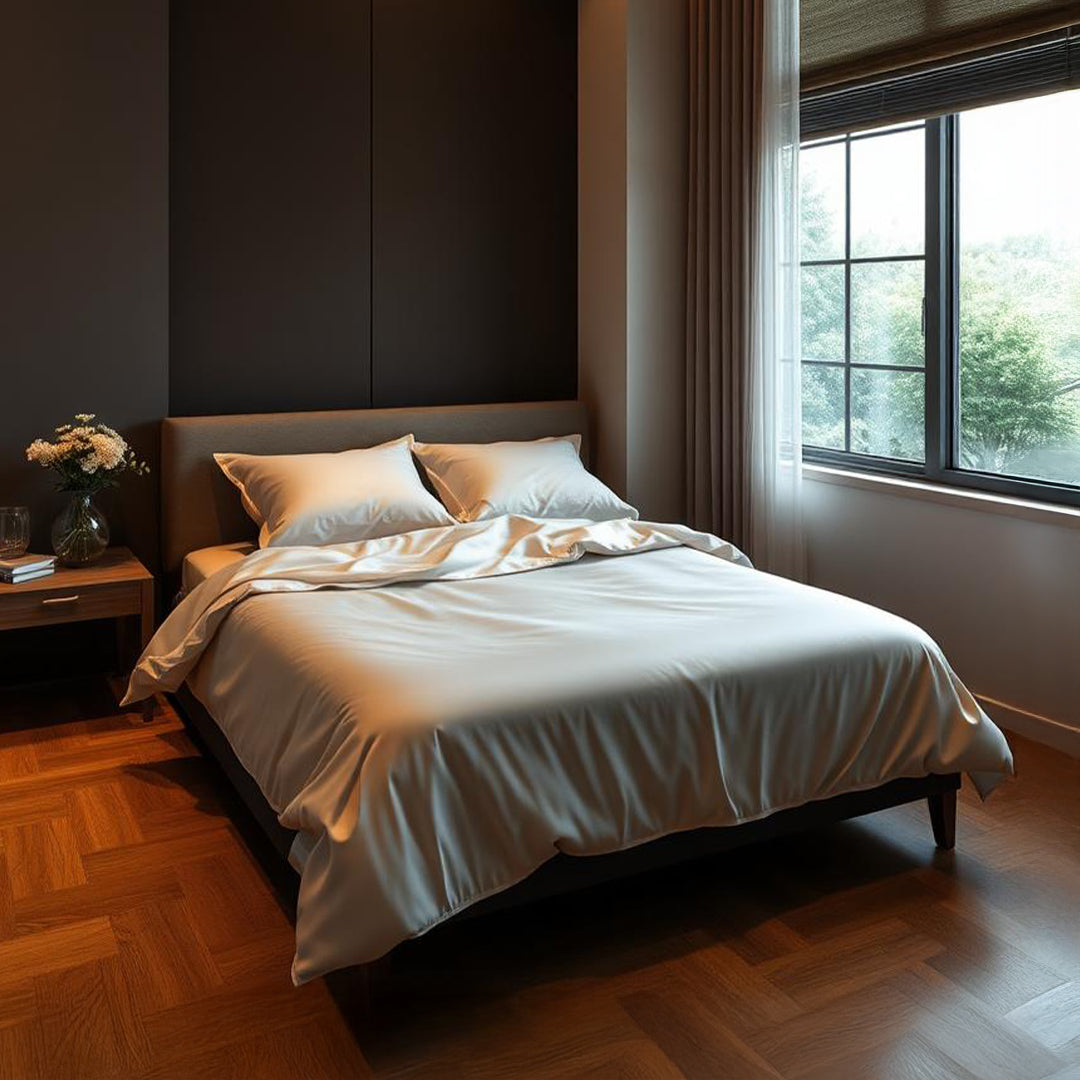 245x260 Ivory Double Bed Sheet - 16mm Silk SRK-1/p - Bedding - ebarza Furniture UAE | Shop Modern Furniture in Abu Dhabi & Dubai - مفروشات ايبازرا في الامارات | تسوق اثاث عصري وديكورات مميزة في دبي وابوظبي