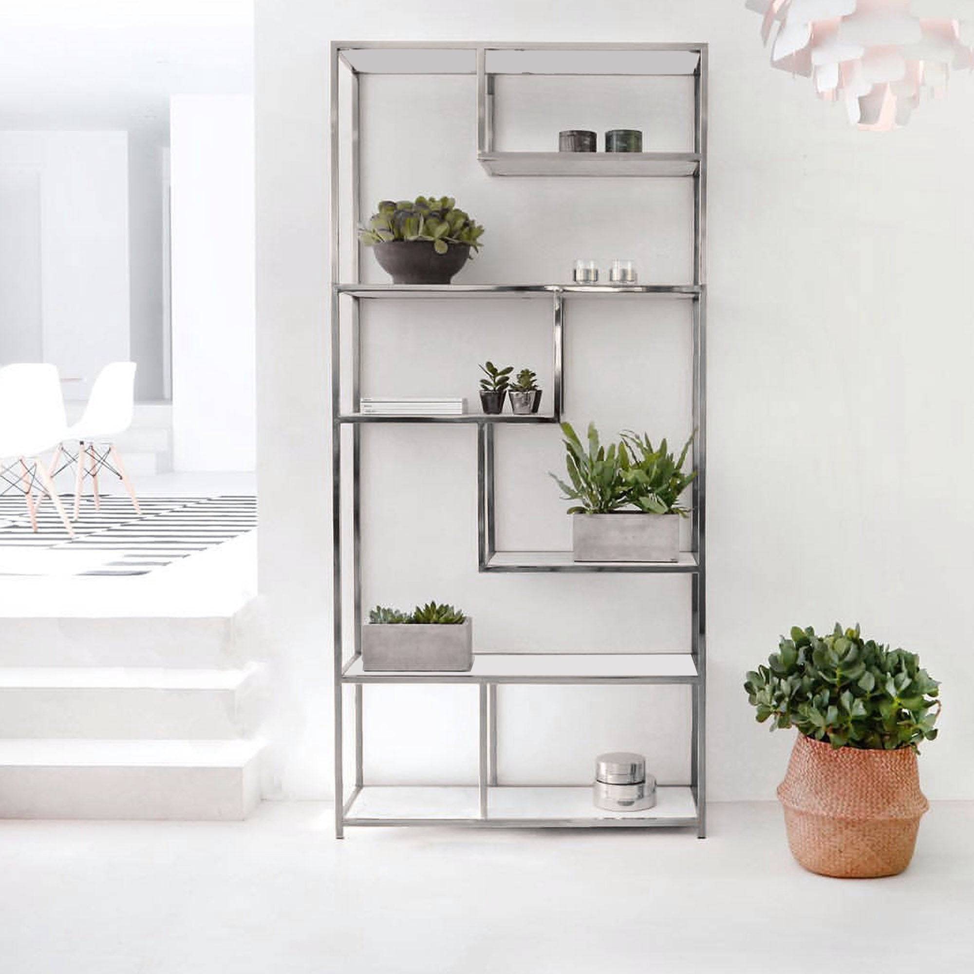 Stainless Bookcase Ae001-M-C-Tg-336 - Bookcases - ebarza Furniture UAE | Shop Modern Furniture in Abu Dhabi & Dubai - مفروشات ايبازرا في الامارات | تسوق اثاث عصري وديكورات مميزة في دبي وابوظبي