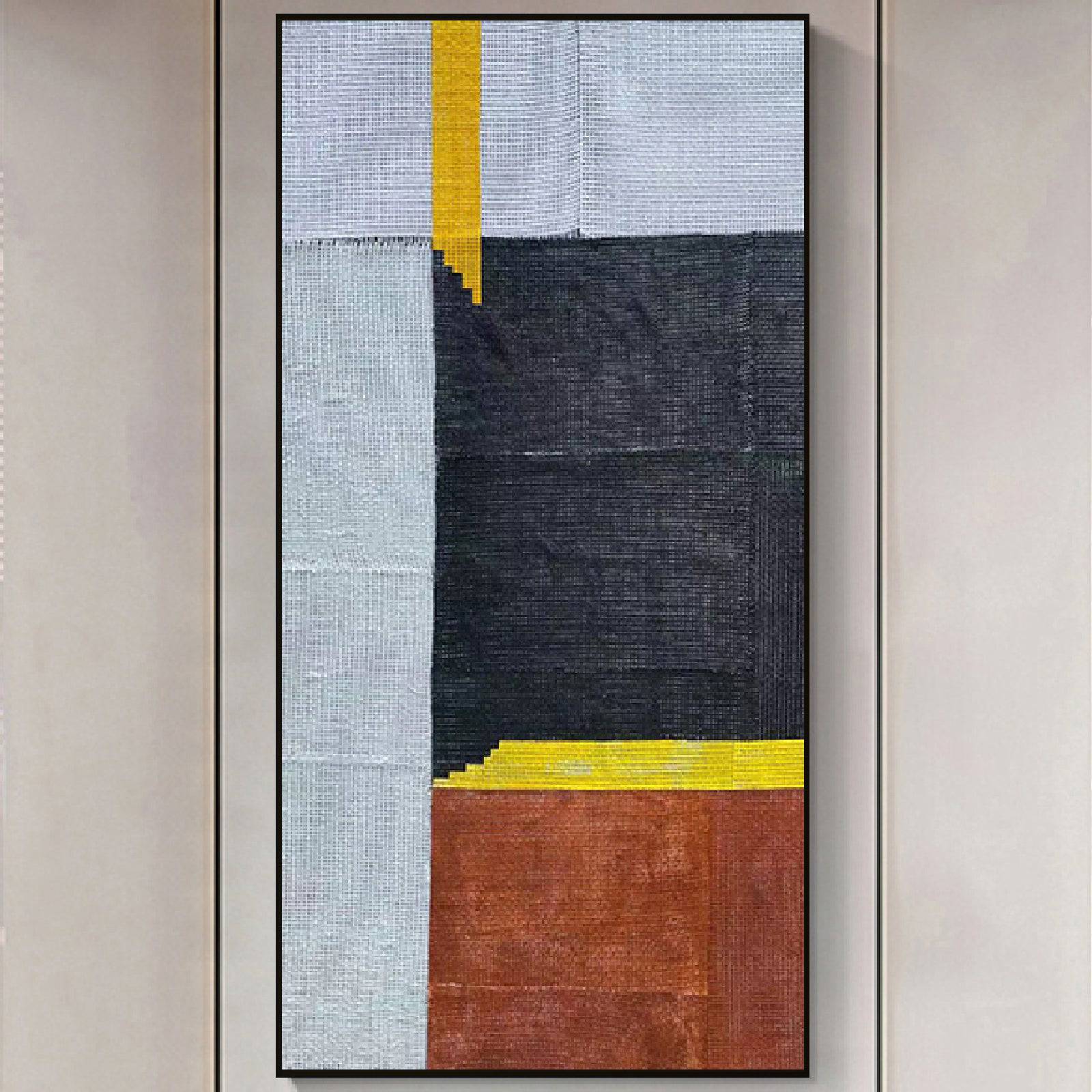 Stitched Pattern Hand Painted Art Painting With Rose Gold Frame 220X120 Cm SOAAP0102 -  Paintings - ebarza Furniture UAE | Shop Modern Furniture in Abu Dhabi & Dubai - مفروشات ايبازرا في الامارات | تسوق اثاث عصري وديكورات مميزة في دبي وابوظبي