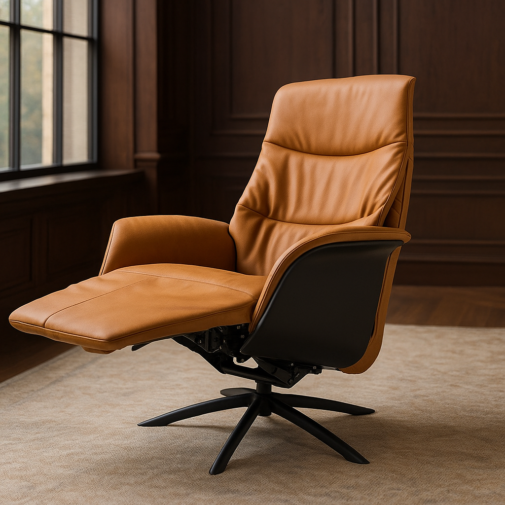 Swivel and Recliner Lounge Chair With Black Legs SL-HJ3462 - Lounge Chairs - ebarza Furniture UAE | Shop Modern Furniture in Abu Dhabi & Dubai - مفروشات ايبازرا في الامارات | تسوق اثاث عصري وديكورات مميزة في دبي وابوظبي