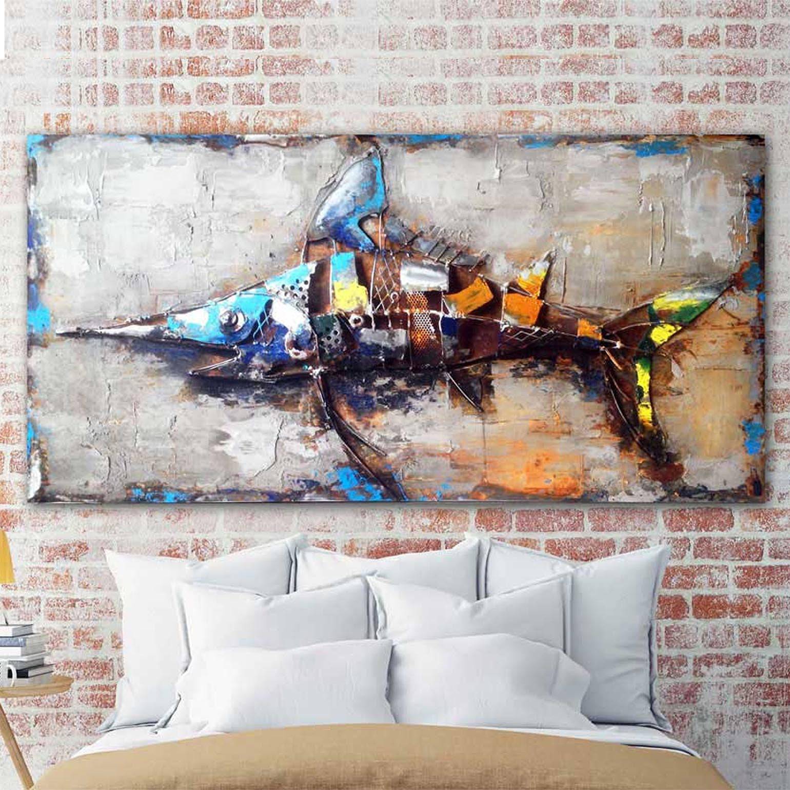 Swordfish Handcrafted Metal Art Painting 140X70 Cm Soap021 - Paintings - ebarza Furniture UAE | Shop Modern Furniture in Abu Dhabi & Dubai - مفروشات ايبازرا في الامارات | تسوق اثاث عصري وديكورات مميزة في دبي وابوظبي