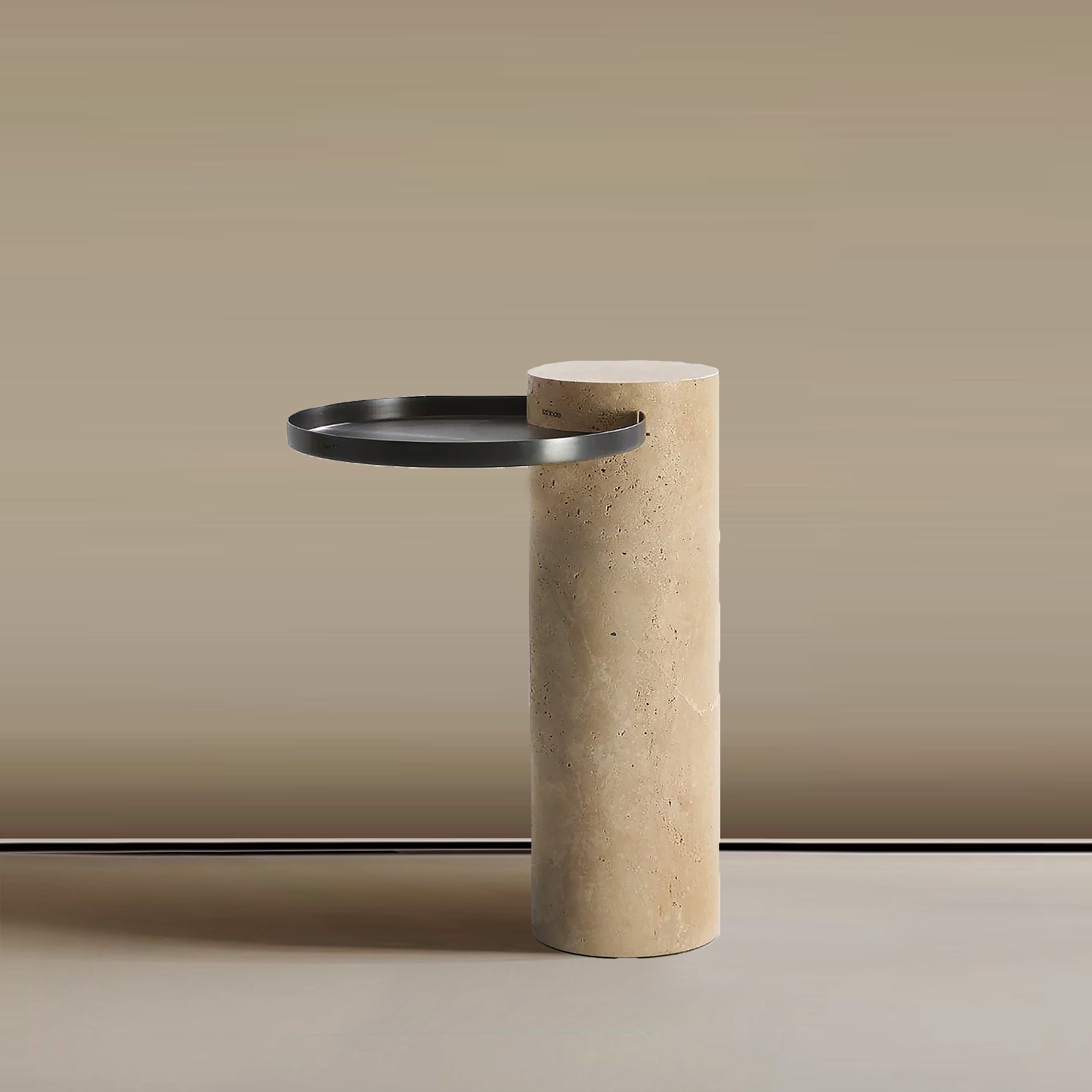 Solid Travatine Side Table ST8699-32-NEW -  Side Tables - ebarza Furniture UAE | Shop Modern Furniture in Abu Dhabi & Dubai - مفروشات ايبازرا في الامارات | تسوق اثاث عصري وديكورات مميزة في دبي وابوظبي