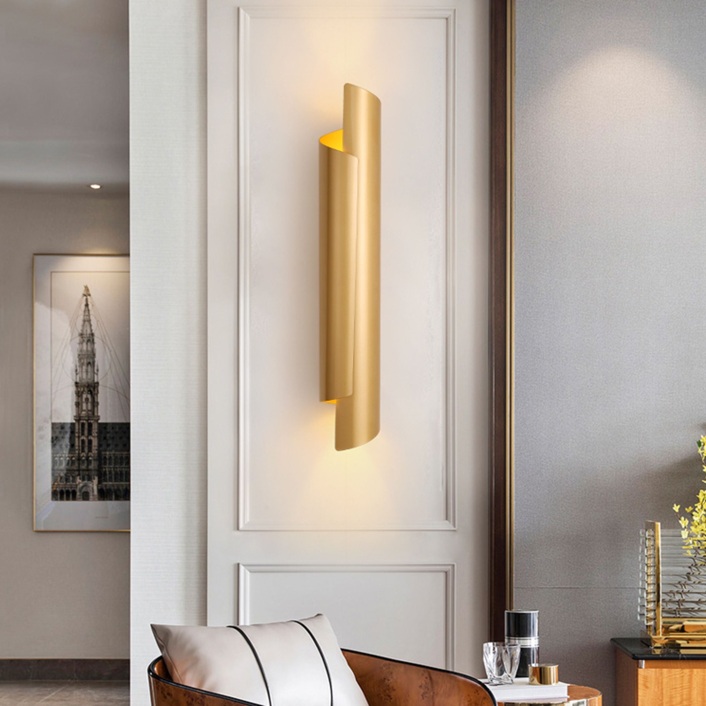 Pre-order 35 Days Delivery The Golden Roll Wall Lamp CY-BD-1025 - Wall Lamps - ebarza Furniture UAE | Shop Modern Furniture in Abu Dhabi & Dubai - مفروشات ايبازرا في الامارات | تسوق اثاث عصري وديكورات مميزة في دبي وابوظبي