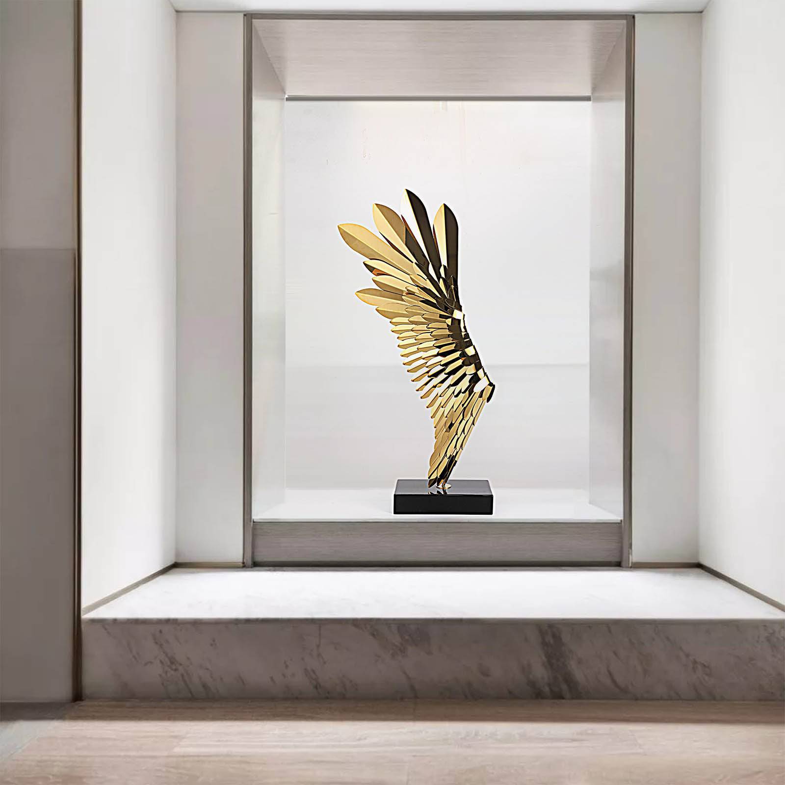 The Golden Wing Handcrafted Stainless Steel Table Artwork B0079 / BOO79 Gold -  Artwork - ebarza Furniture UAE | Shop Modern Furniture in Abu Dhabi & Dubai - مفروشات ايبازرا في الامارات | تسوق اثاث عصري وديكورات مميزة في دبي وابوظبي