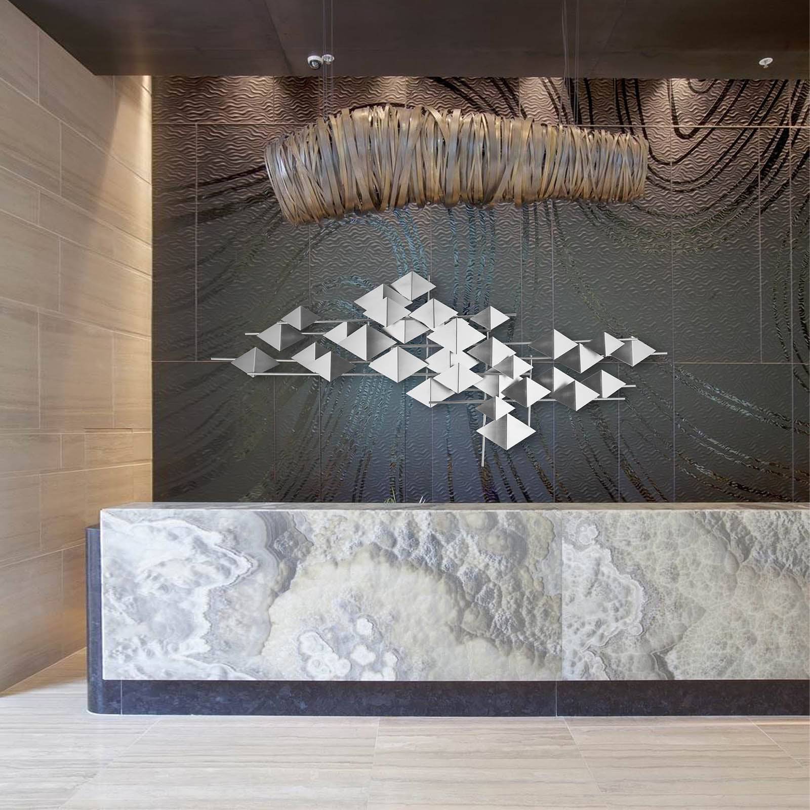 The Silver Flock Handcrafted Stainless Steel Artwork Z08023-Ch -  Artwork - ebarza Furniture UAE | Shop Modern Furniture in Abu Dhabi & Dubai - مفروشات ايبازرا في الامارات | تسوق اثاث عصري وديكورات مميزة في دبي وابوظبي