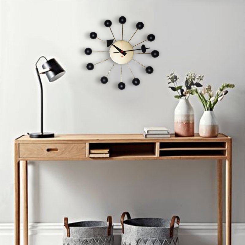 Time Wall Clock Cw09-Black & Gold - Clocks - ebarza Furniture UAE | Shop Modern Furniture in Abu Dhabi & Dubai - مفروشات ايبازرا في الامارات | تسوق اثاث عصري وديكورات مميزة في دبي وابوظبي