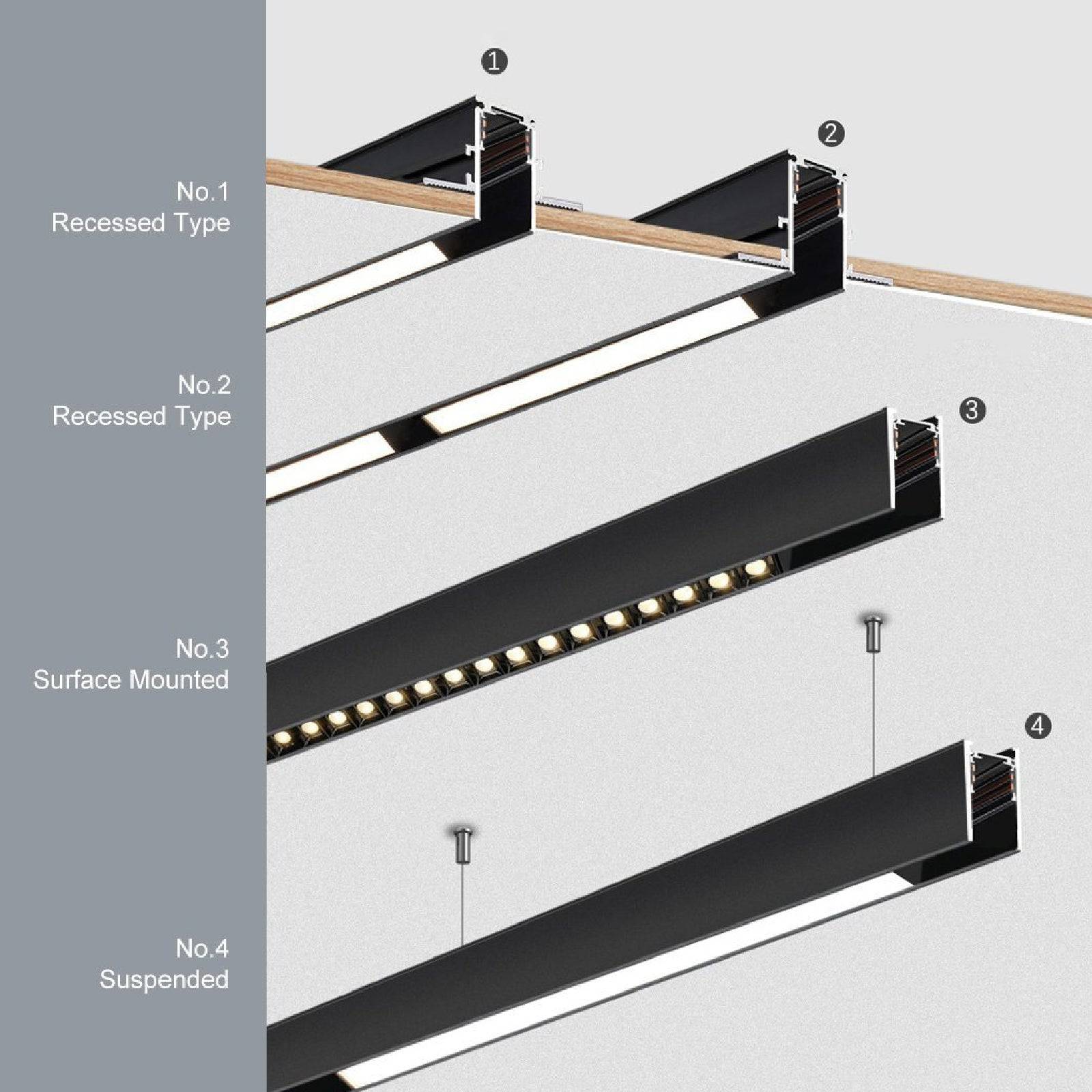 Track Light Recessed Assembly 400Cm Ynd-103 - Smart Track Lighting - ebarza Furniture UAE | Shop Modern Furniture in Abu Dhabi & Dubai - مفروشات ايبازرا في الامارات | تسوق اثاث عصري وديكورات مميزة في دبي وابوظبي