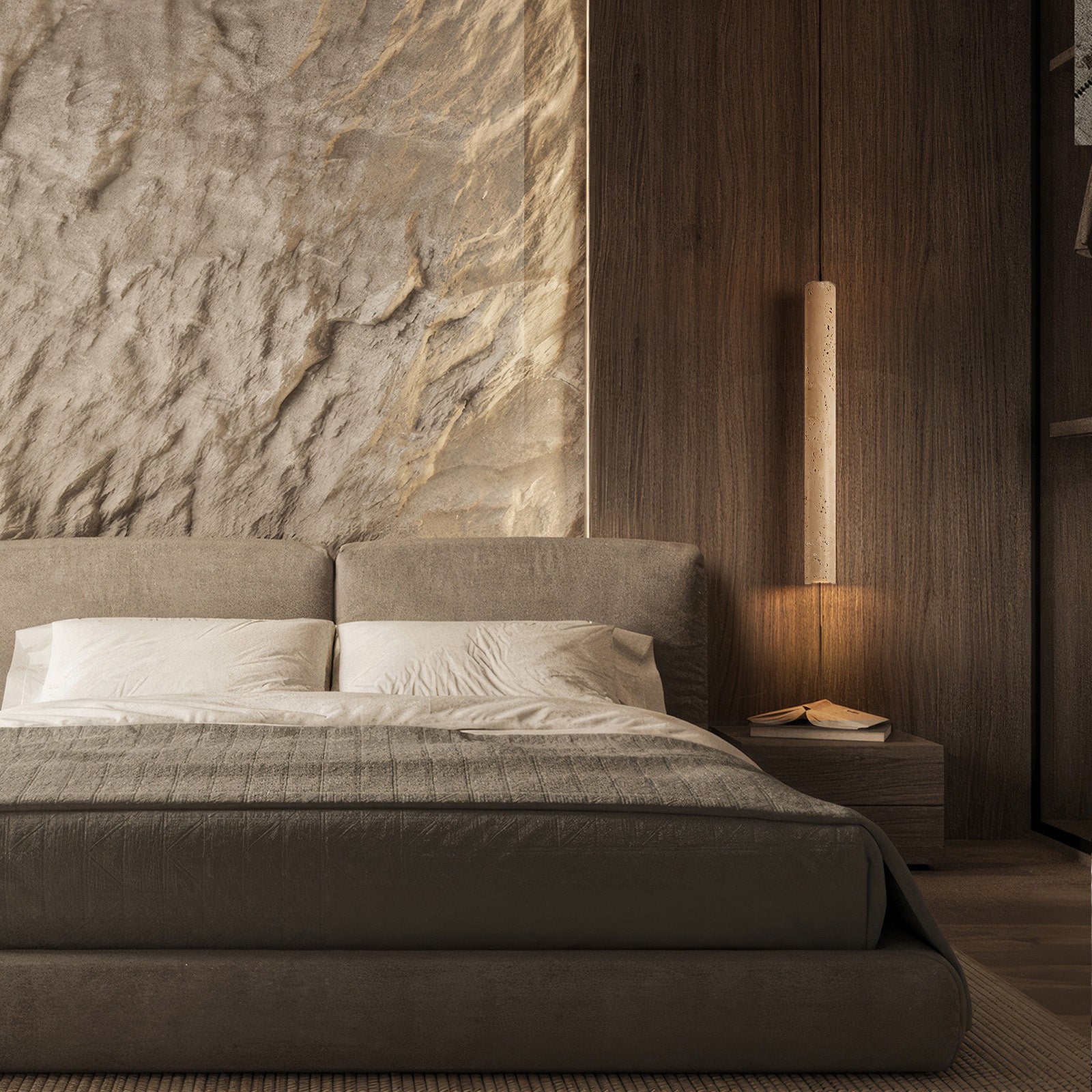 Beige Natural Travertine Marble Lamp 60313P60 - Pendant Lamps - ebarza Furniture UAE | Shop Modern Furniture in Abu Dhabi & Dubai - مفروشات ايبازرا في الامارات | تسوق اثاث عصري وديكورات مميزة في دبي وابوظبي