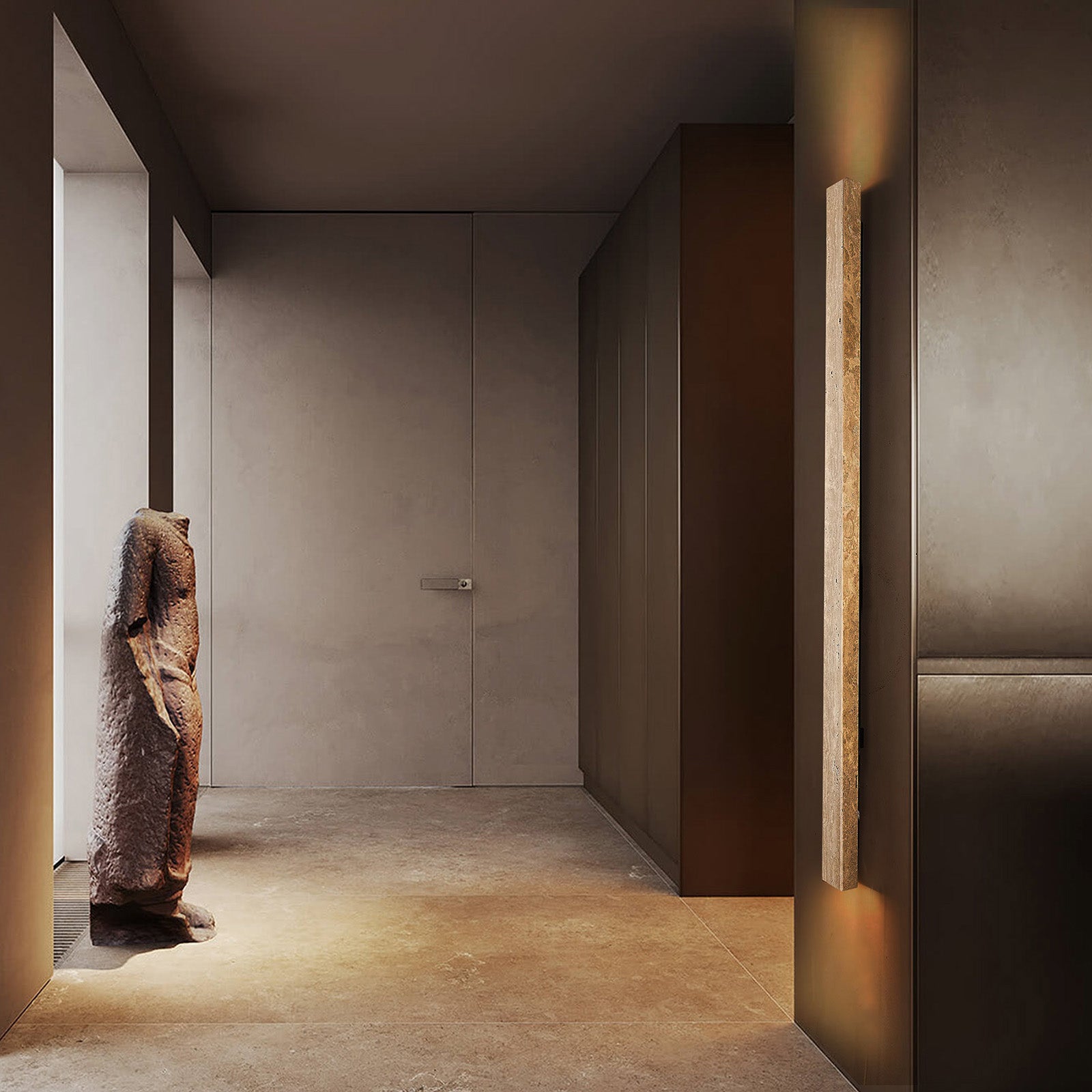 Beige Natural Travertine Marble Wall Lamp 60020-3W - Wall Lamps - ebarza Furniture UAE | Shop Modern Furniture in Abu Dhabi & Dubai - مفروشات ايبازرا في الامارات | تسوق اثاث عصري وديكورات مميزة في دبي وابوظبي