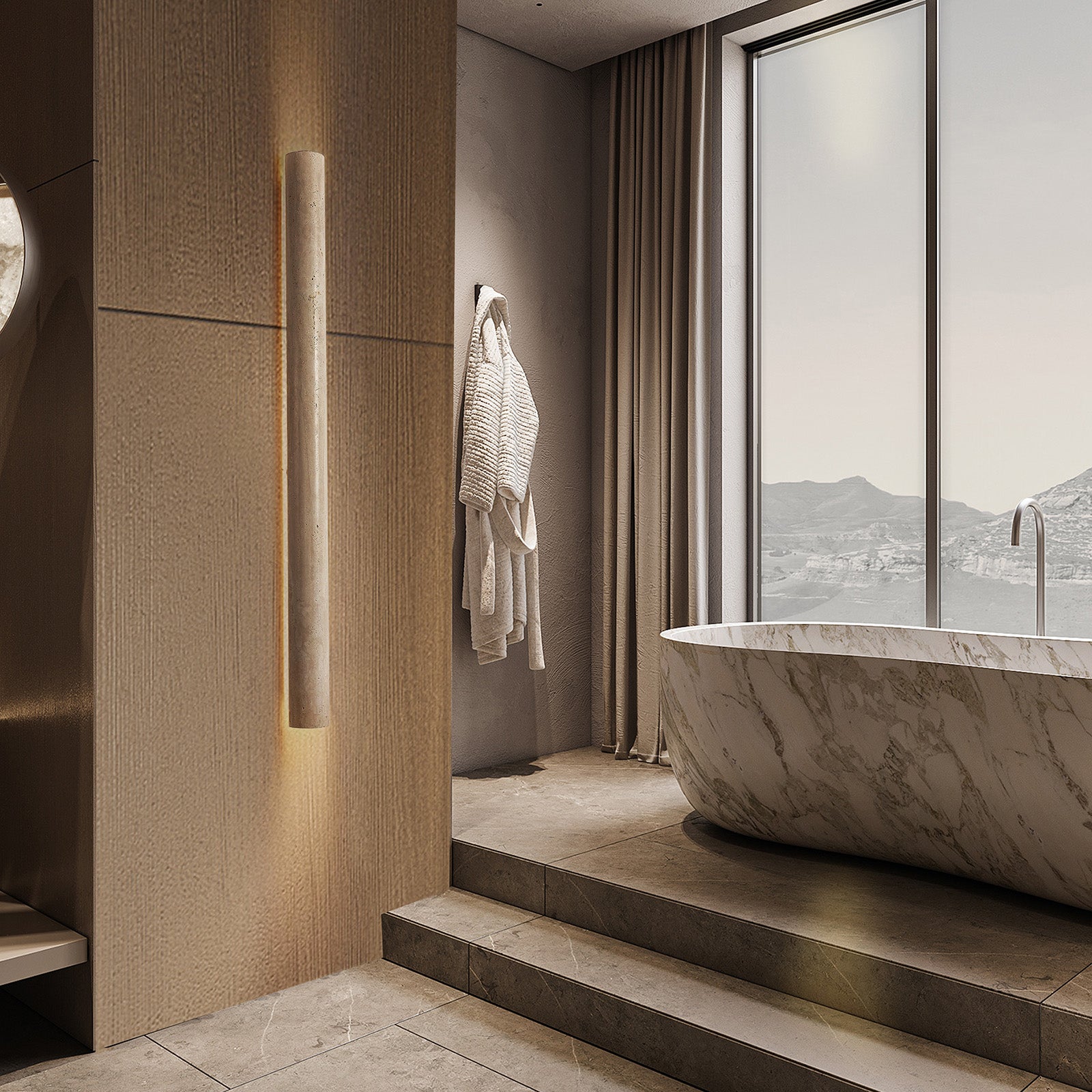 Beige Natural Travertine Marble Wall Lamp 60008-4W - Wall Lamps - ebarza Furniture UAE | Shop Modern Furniture in Abu Dhabi & Dubai - مفروشات ايبازرا في الامارات | تسوق اثاث عصري وديكورات مميزة في دبي وابوظبي