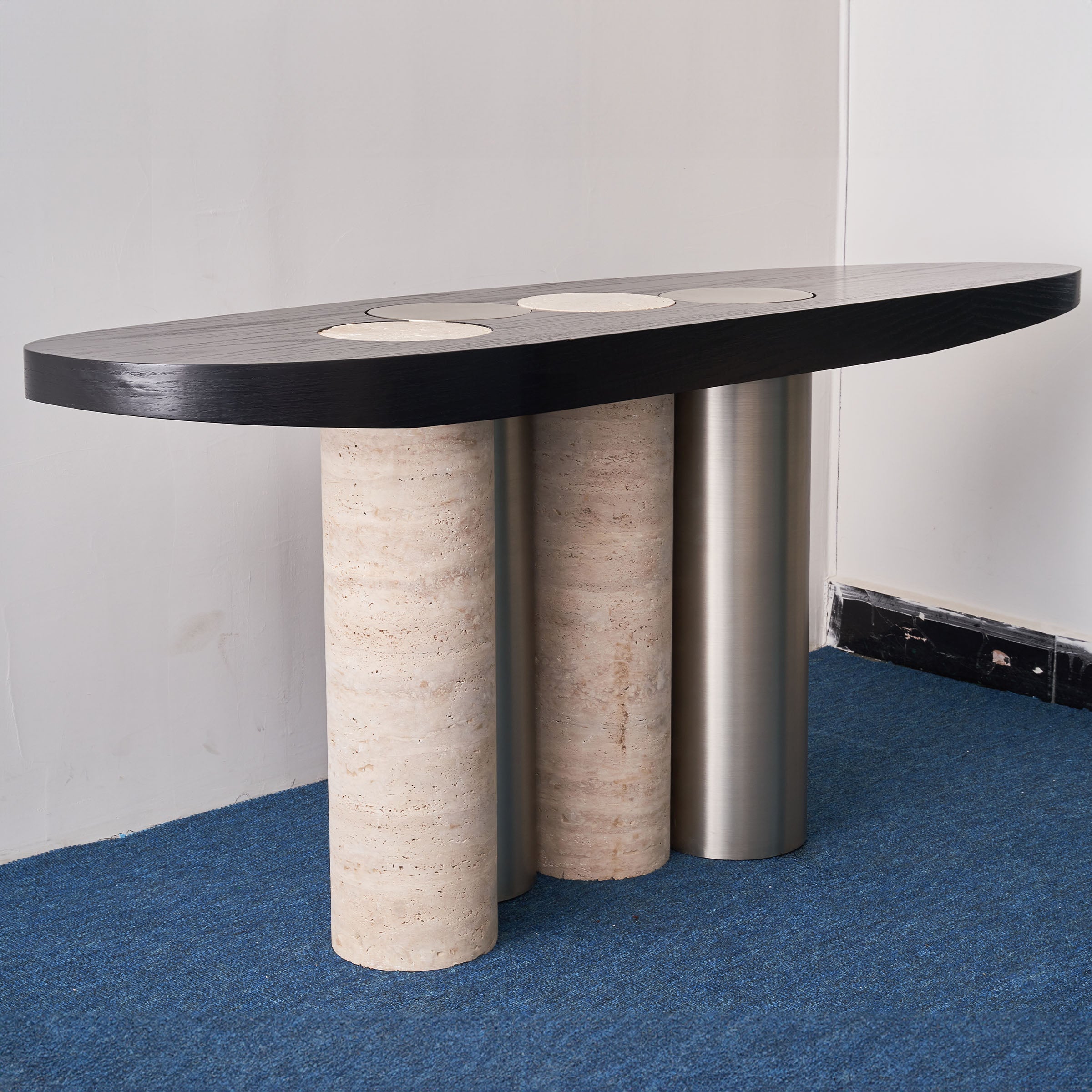 Travertine Console Table JA016 - Consoles - ebarza Furniture UAE | Shop Modern Furniture in Abu Dhabi & Dubai - مفروشات ايبازرا في الامارات | تسوق اثاث عصري وديكورات مميزة في دبي وابوظبي