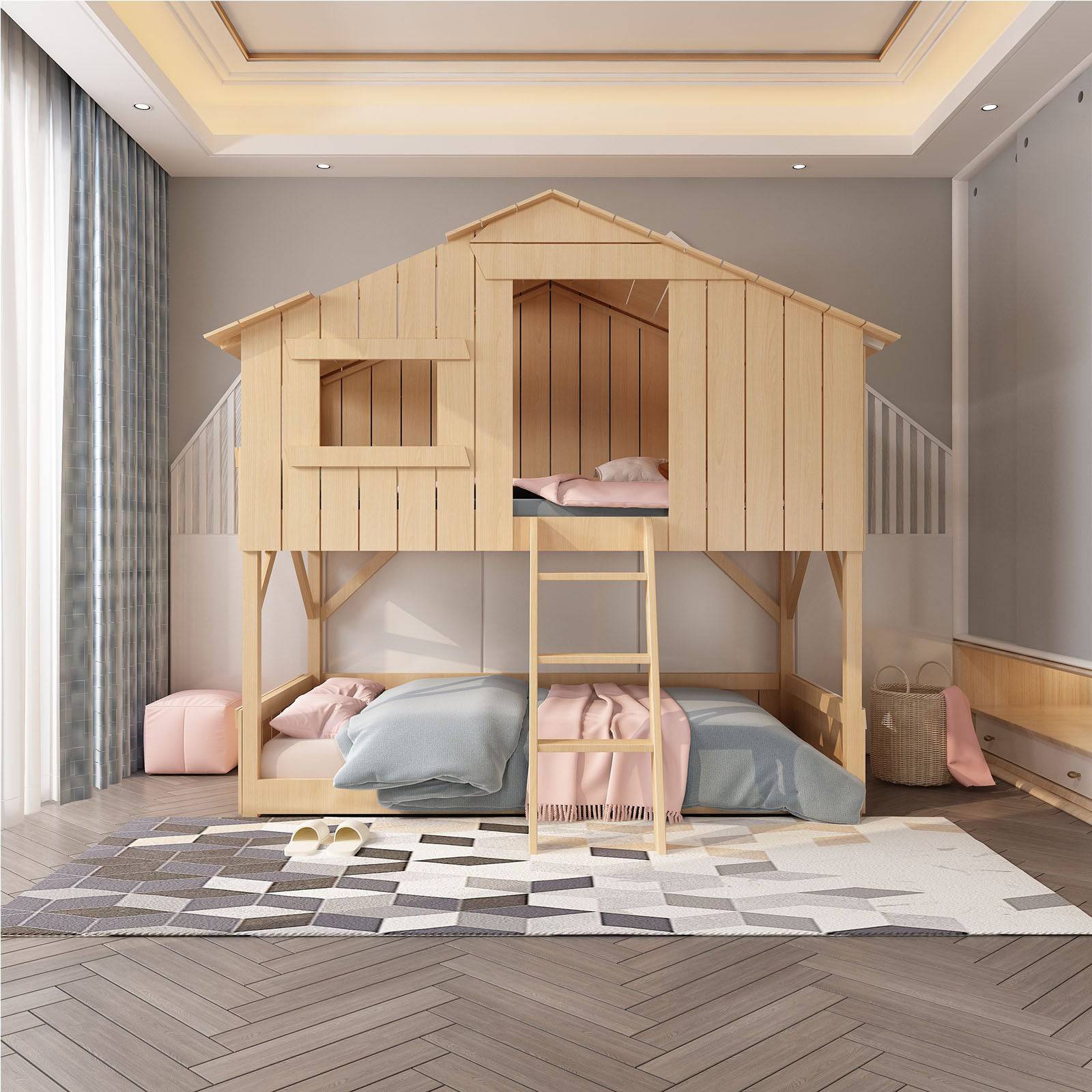 Tree Double Kids Bed Et-C004-N - Kids Beds - ebarza Furniture UAE | Shop Modern Furniture in Abu Dhabi & Dubai - مفروشات ايبازرا في الامارات | تسوق اثاث عصري وديكورات مميزة في دبي وابوظبي