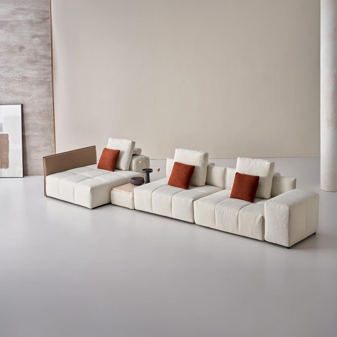 Puzzle Modular Saddle Leather Long Metal Handrail - SF080 -  Sofas - ebarza Furniture UAE | Shop Modern Furniture in Abu Dhabi & Dubai - مفروشات ايبازرا في الامارات | تسوق اثاث عصري وديكورات مميزة في دبي وابوظبي