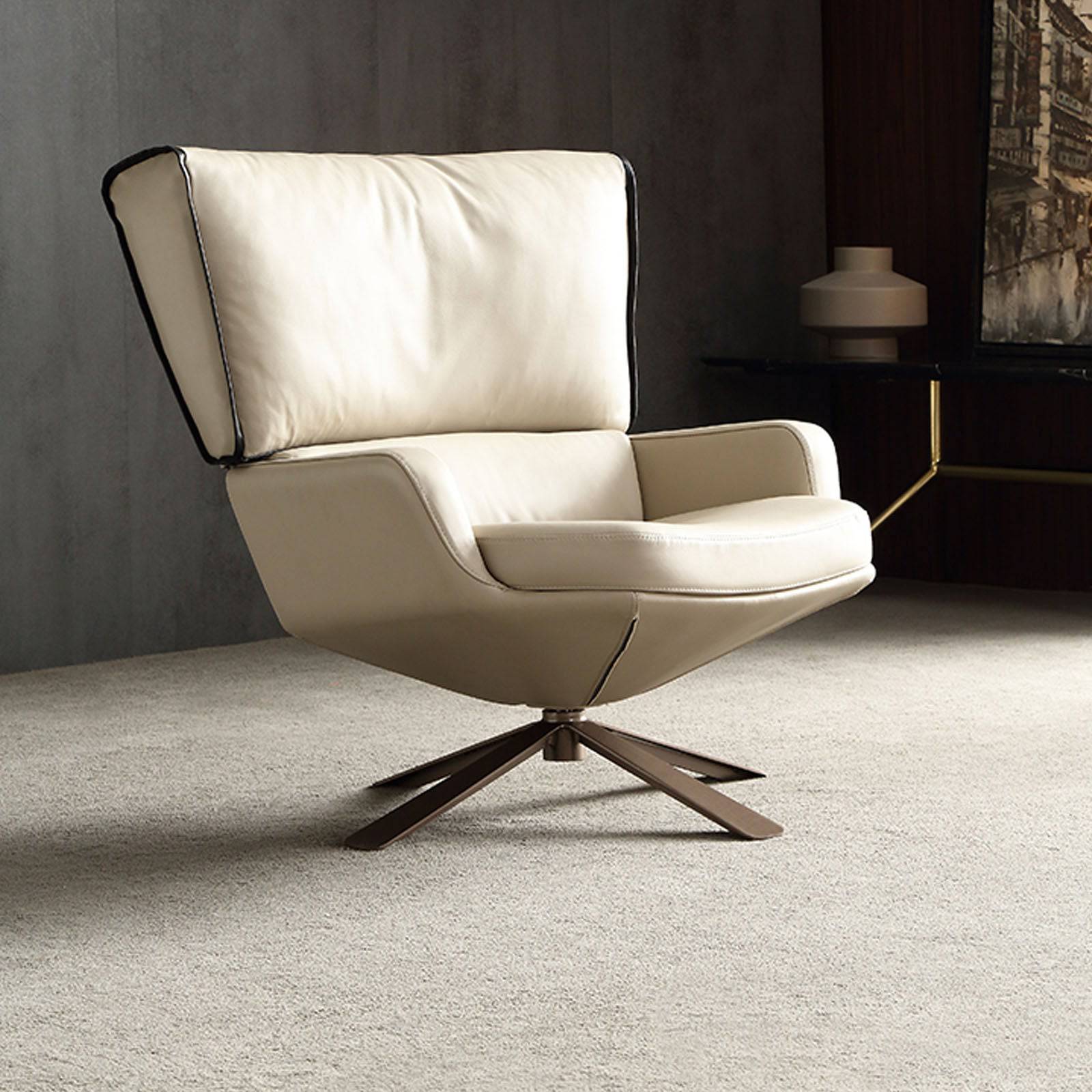 Varese Lounge Chair LC043-Beige - Lounge Chairs - ebarza Furniture UAE | Shop Modern Furniture in Abu Dhabi & Dubai - مفروشات ايبازرا في الامارات | تسوق اثاث عصري وديكورات مميزة في دبي وابوظبي