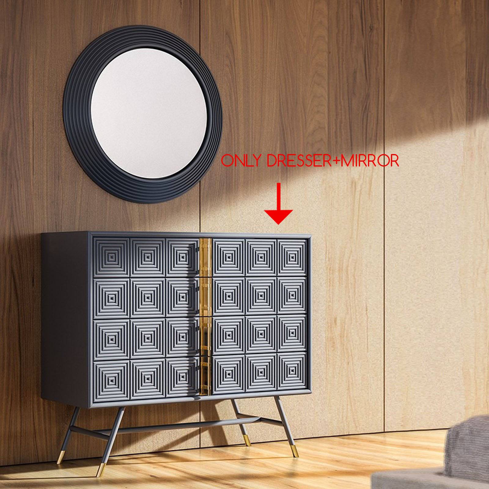 Vela Dresser & Mirror Vela009-G-Dresser+Mirror - Dressers and Mirrors - ebarza Furniture UAE | Shop Modern Furniture in Abu Dhabi & Dubai - مفروشات ايبازرا في الامارات | تسوق اثاث عصري وديكورات مميزة في دبي وابوظبي