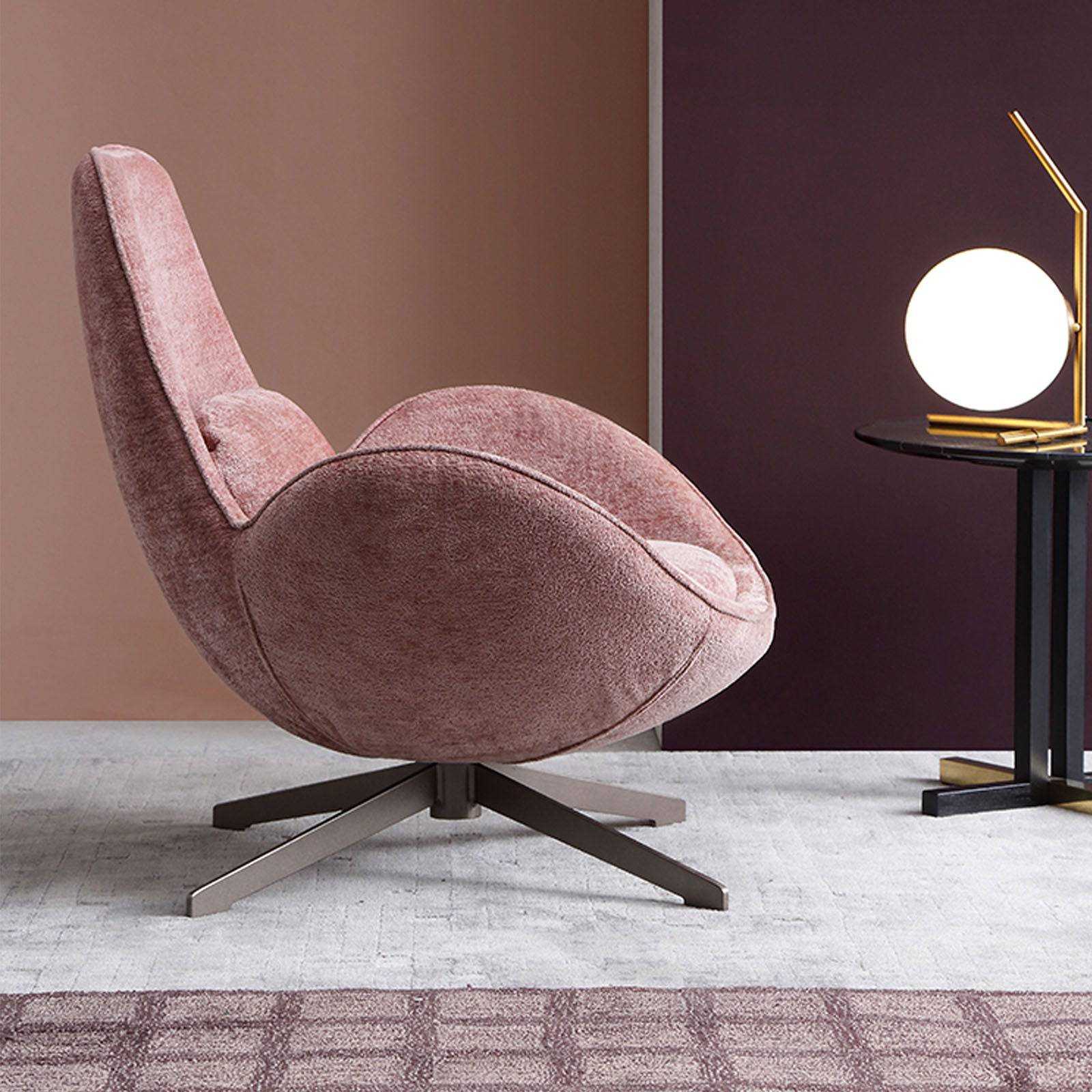 Vigo Swivel Lounge Chair Lc017-P - Lounge Chairs - ebarza Furniture UAE | Shop Modern Furniture in Abu Dhabi & Dubai - مفروشات ايبازرا في الامارات | تسوق اثاث عصري وديكورات مميزة في دبي وابوظبي