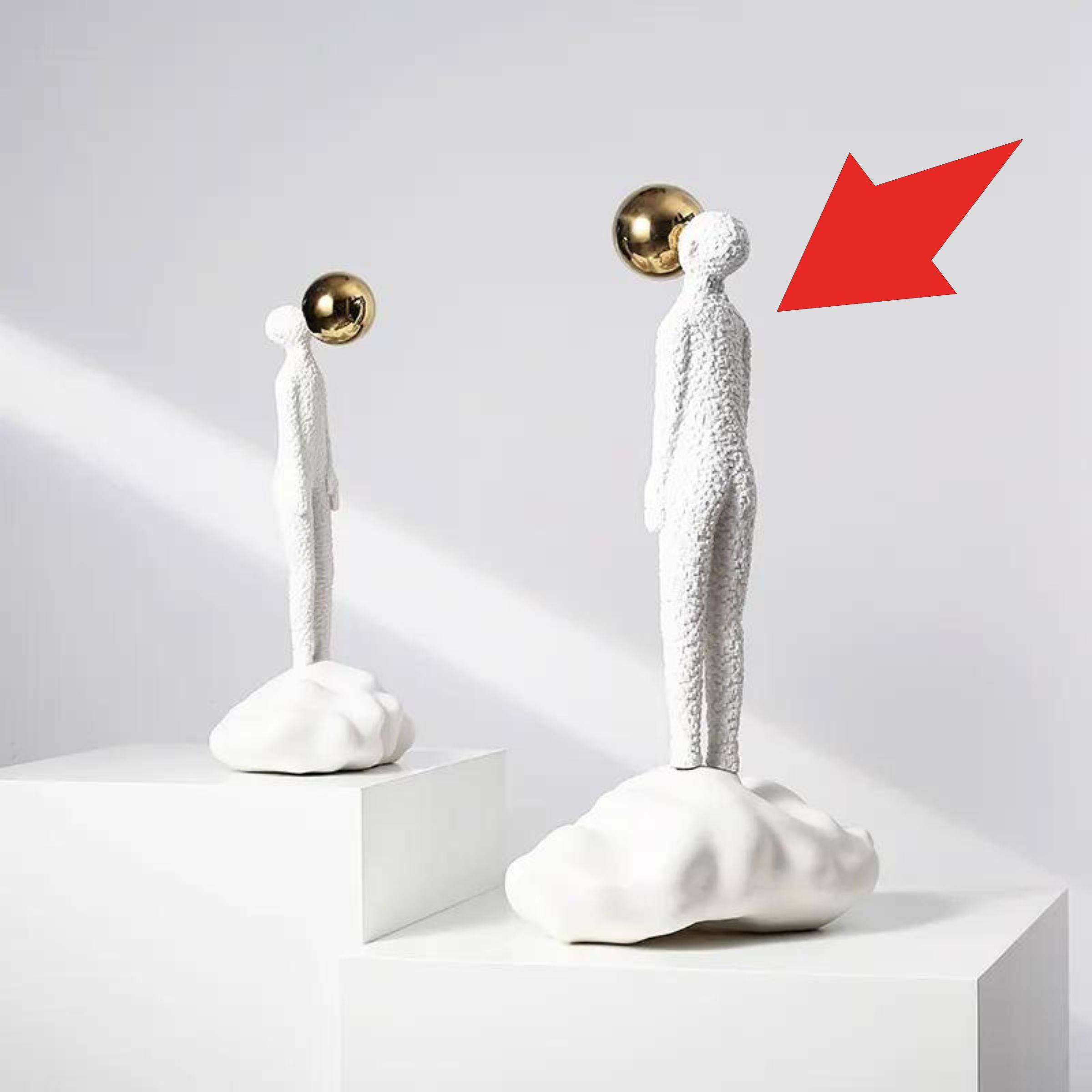 White & Gold Resin Figurative Sculpture - Large Fc-Sz2181A - Home Decor Figurines - ebarza Furniture UAE | Shop Modern Furniture in Abu Dhabi & Dubai - مفروشات ايبازرا في الامارات | تسوق اثاث عصري وديكورات مميزة في دبي وابوظبي